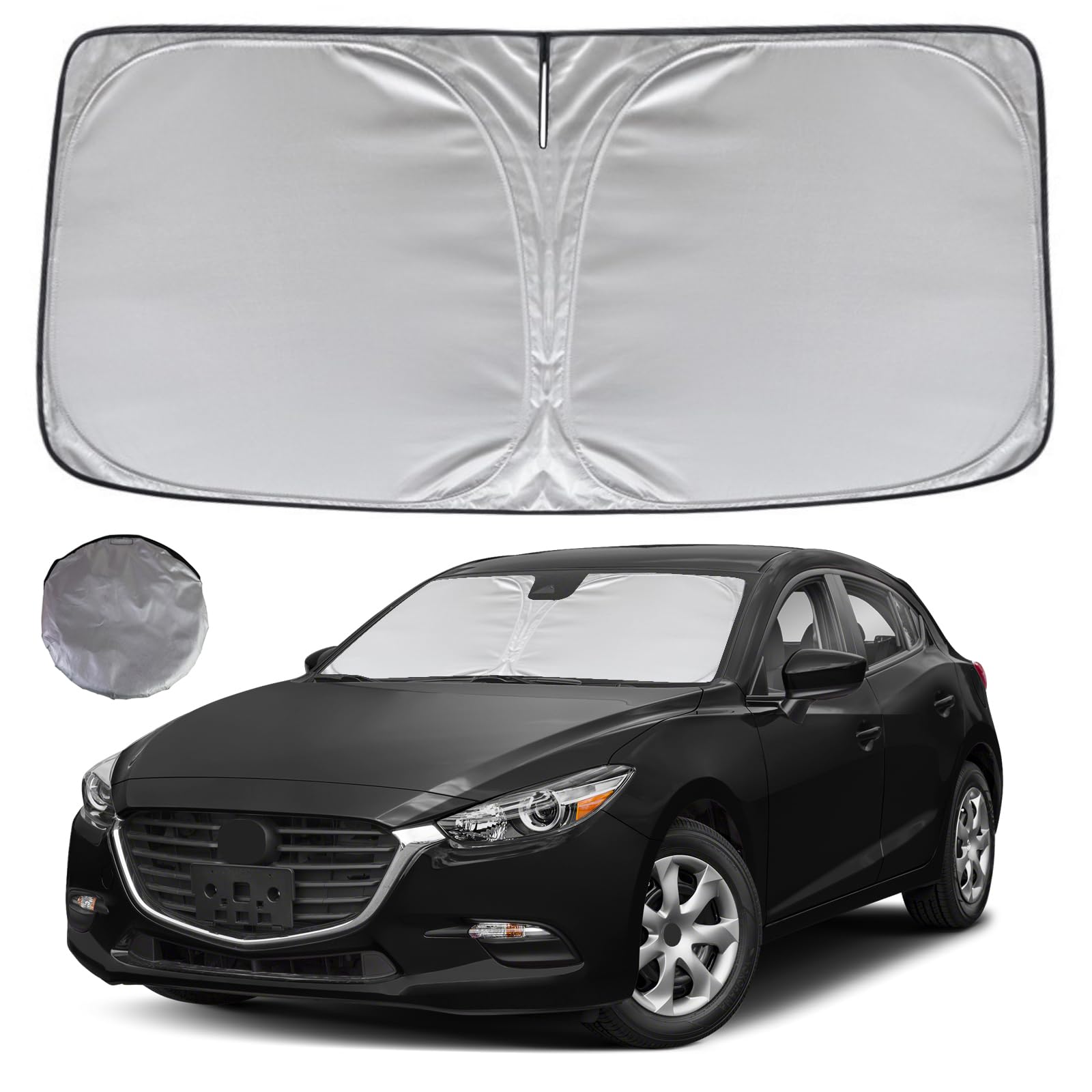 Kayzt Windshield Sun Shade For 2014-2018 Mazda 3 Hatchback Sedan Foldable Sunshade Front Window Custom Fit Car Accessories