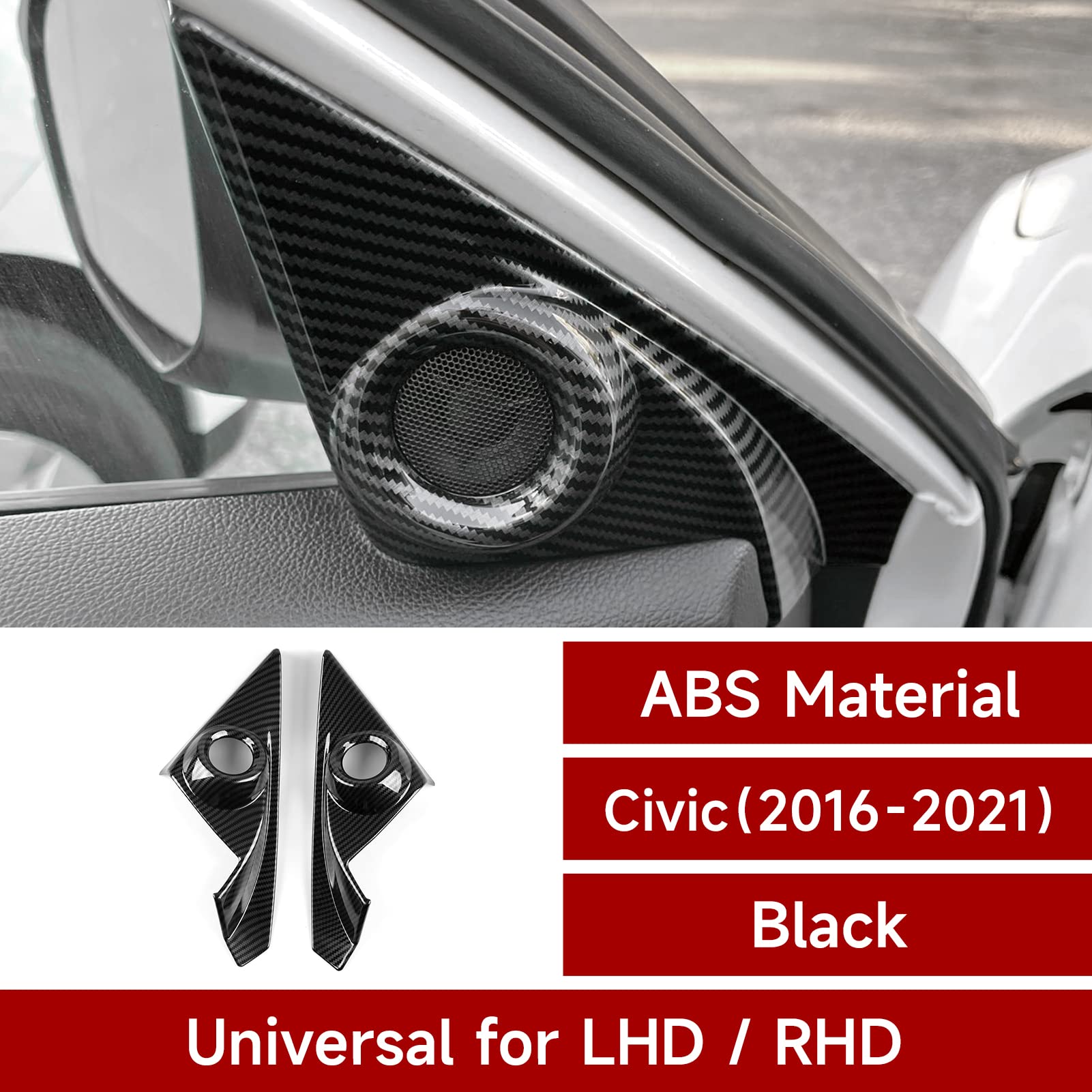 BRMYL Car Air A/C Vent Outlet Cover Decals for Honda Civic 2016 2017 2018 2019 2020 2021 10th Gen Accessories ABS Carbon Fiber S