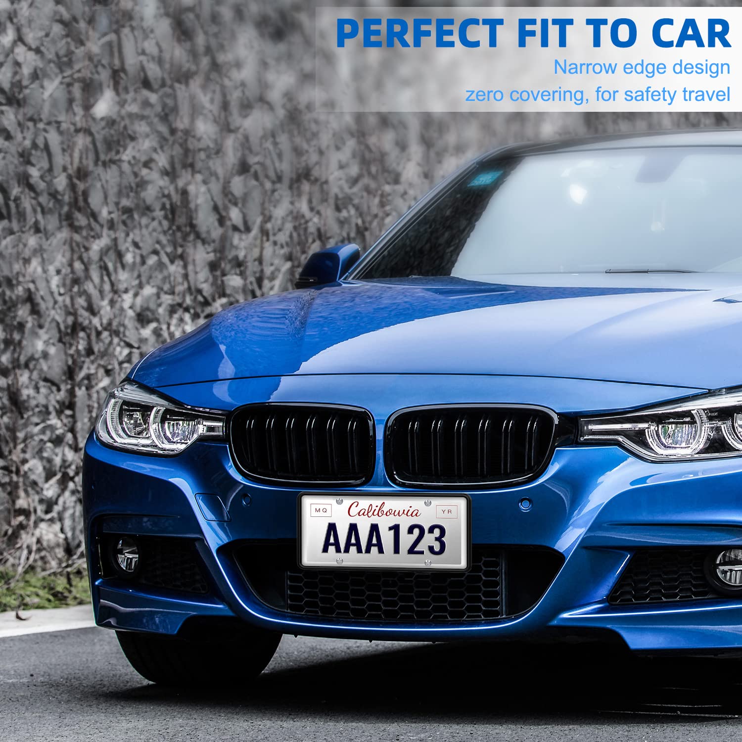 Qiqamole 2 Pack Silicone License Plate Frame, Front Back License Plate Cover, License Plate Bracket Holder Rust-Proof Rattle-Pro