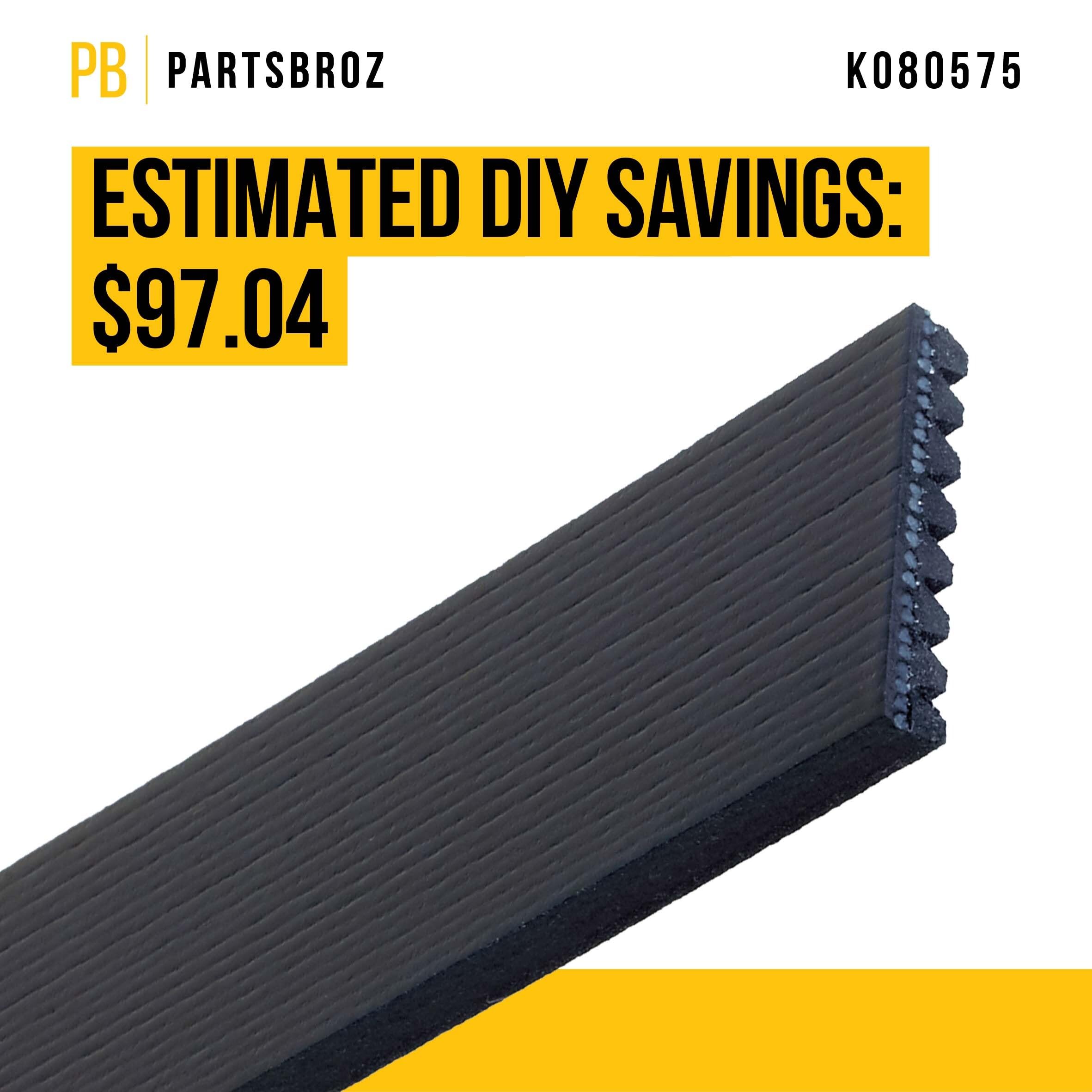 Partsbroz K080575 Micro-V Serpentine Drive Belt - Compatible With Gates Dayco Bando Acdelco Goodyear Continental - Replaces Jk8-