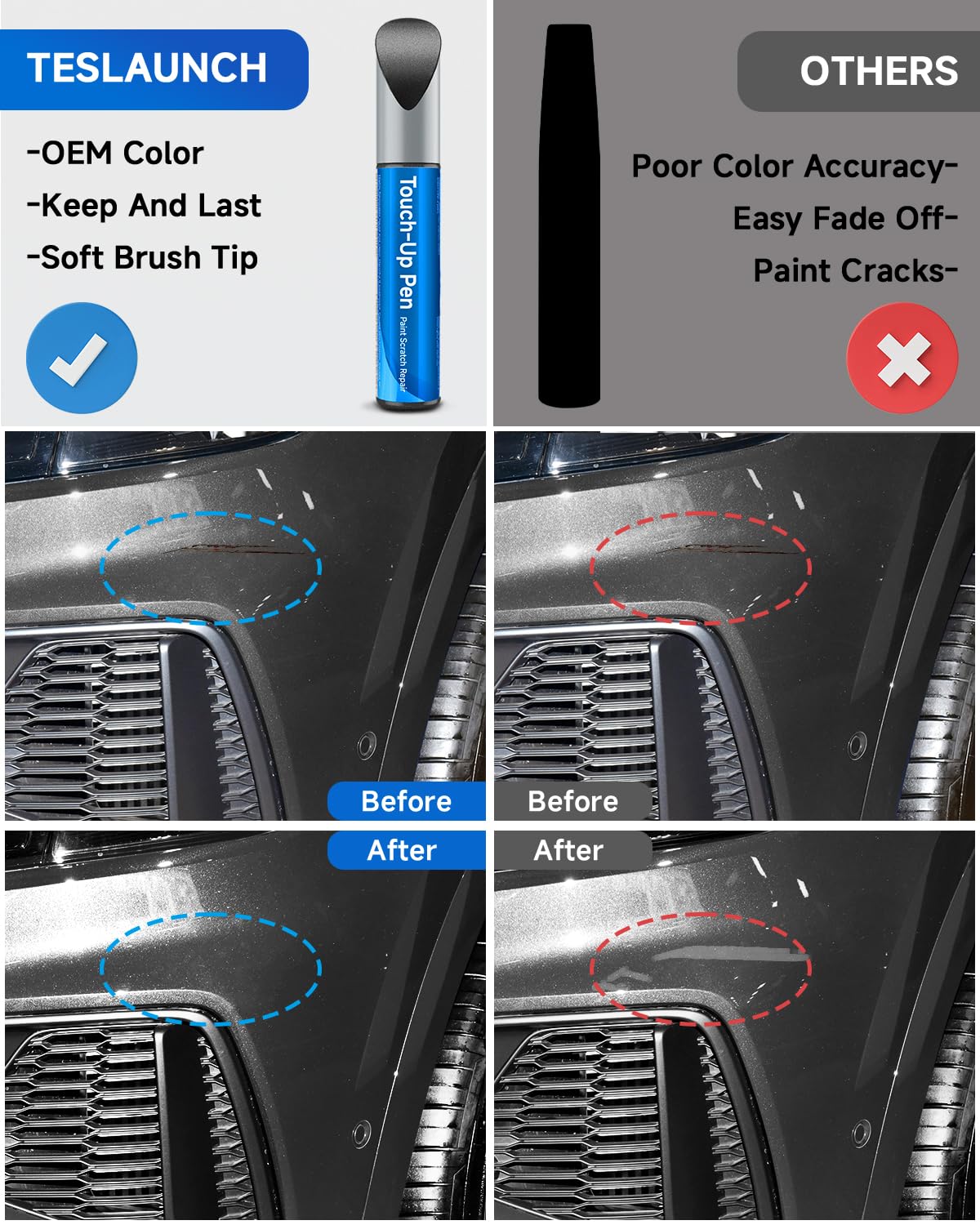 Teslaunch LZ7S/6Y Daytona Gray Pearl Touch Up Paint Compatible With Audi Exact Match Car Paint Pen Scratch Repair