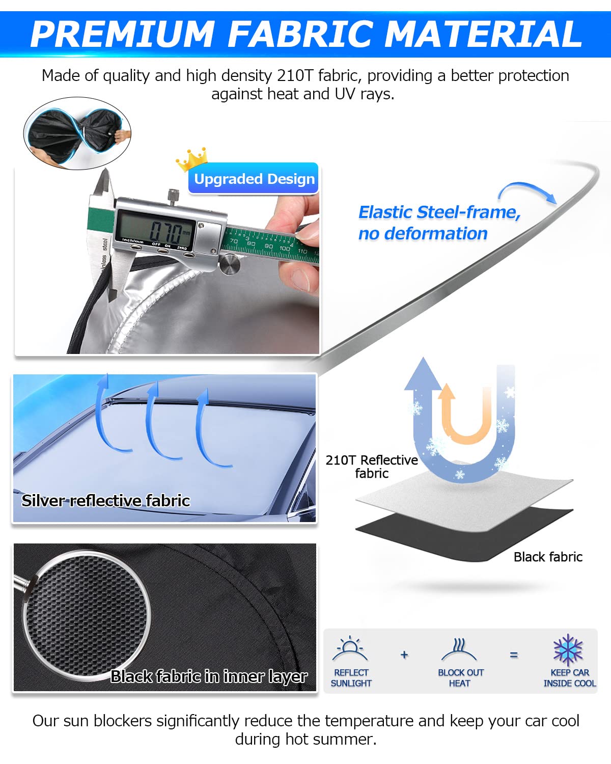 Karltys 3Pcs Windshield Sun Shade For 2015-2019 Chevy Silverado/Gmc Sierra 2500Hd 3500Hd, Front And Side Window Sunshade Custom