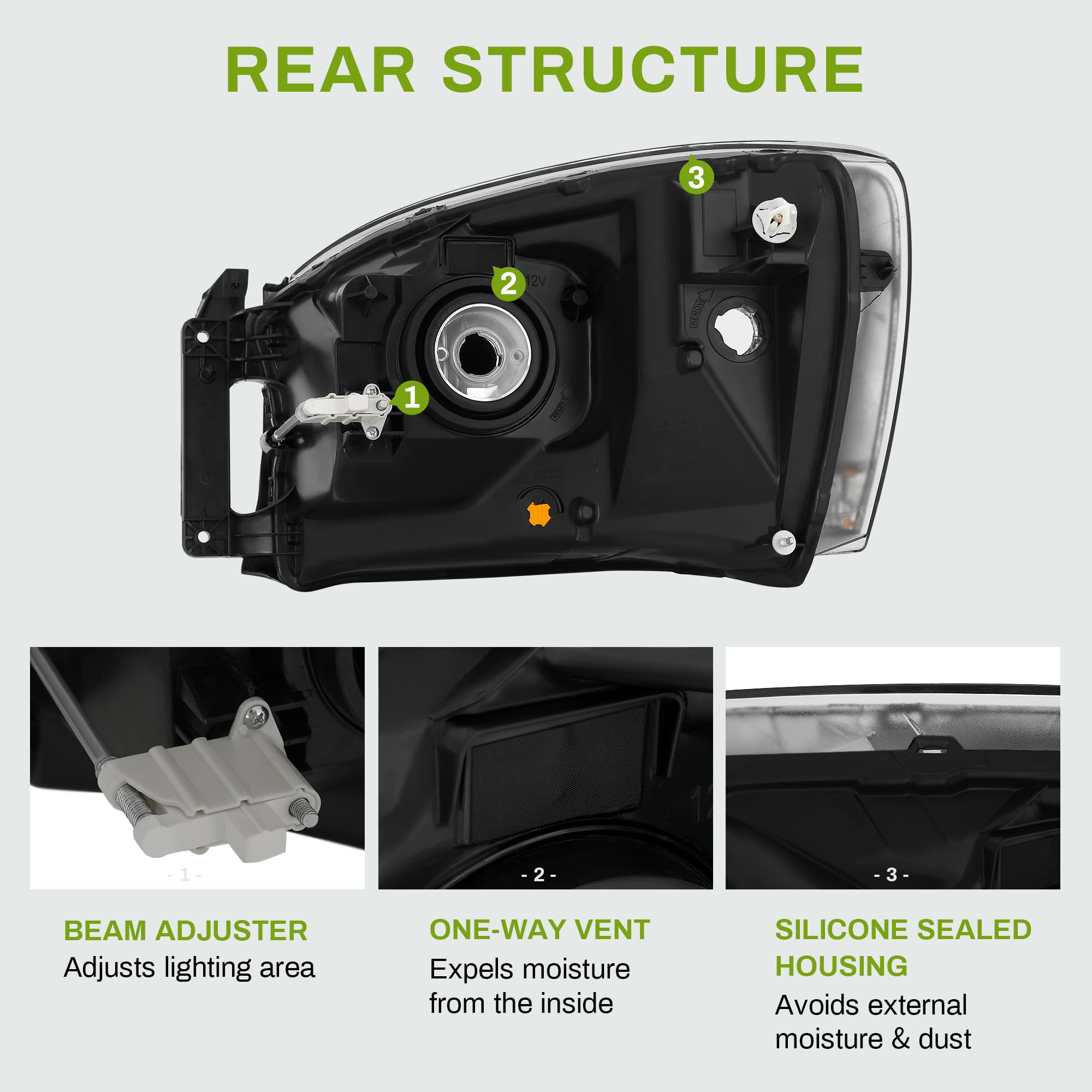 Autosaver88 Headlights Assembly Compatible With 2006-2008 Dodge Ram 1500/2006-2009 Ram 2500 3500 With Amber Cab Clearance Light