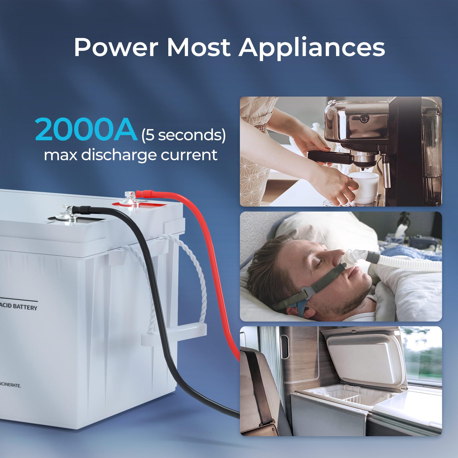 Renogy Deep Cycle Agm Battery 12 Volt 200Ah, 3% Self-Discharge Rate, 2000A Max Discharge Current, Safe Charge Most Home Appliances For Rv, Camping, Cabin, Marine And Off-Grid System, Maintenance-Free