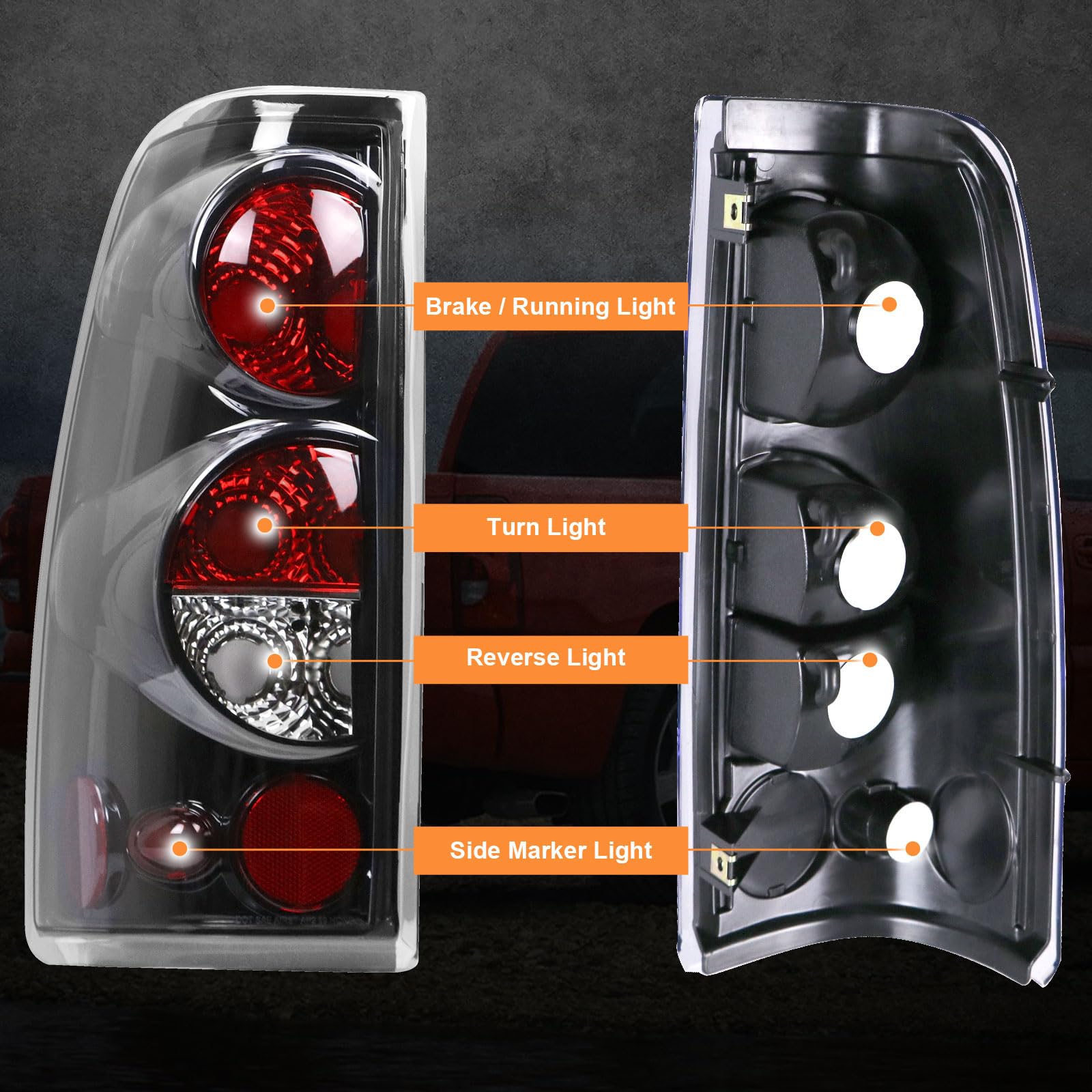 Nakuuly Tail Light Black Compatible With 1999-2006 Chevy Silverado 1500 2500 3500 2007 Classic, 1999-2002 Gmc Sierra 1500 2500 3