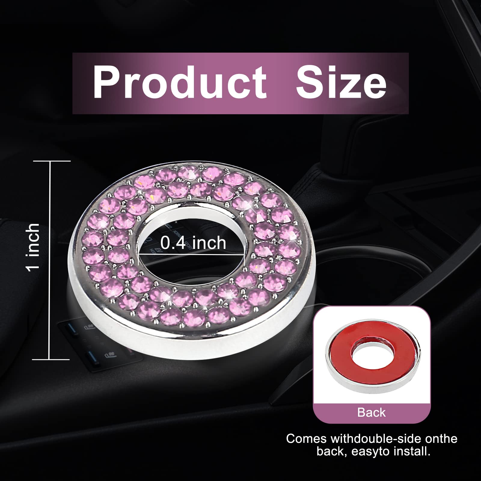 Sodcay 4 Pack Bling Car Inner Door Lock Covers, Rhinestones Pull Rod Bolt Decoration Stickers, Bling Car Accessories For Women,