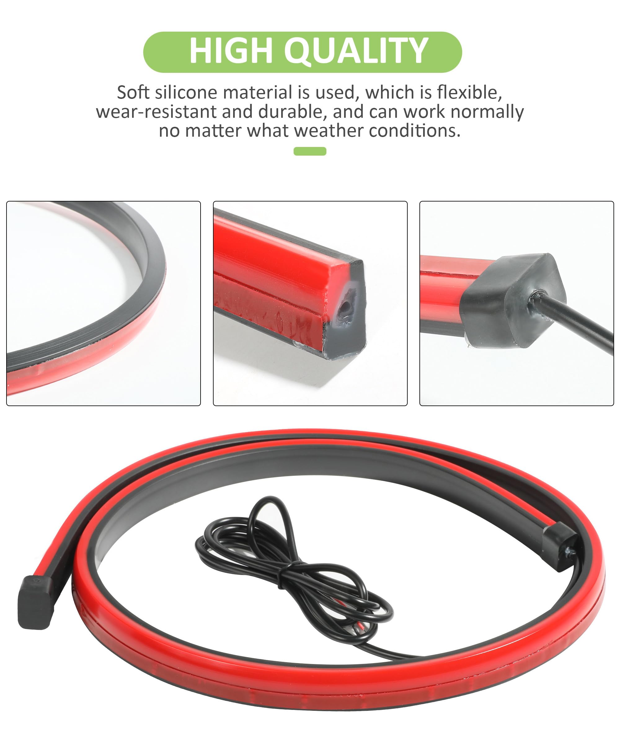 Racoona 35Inch 3Rd Brake Light,Led Brake Light Strip,150Led Dc12V Car Brake Light Strip,Car Accessories Flexible High Mount Stop