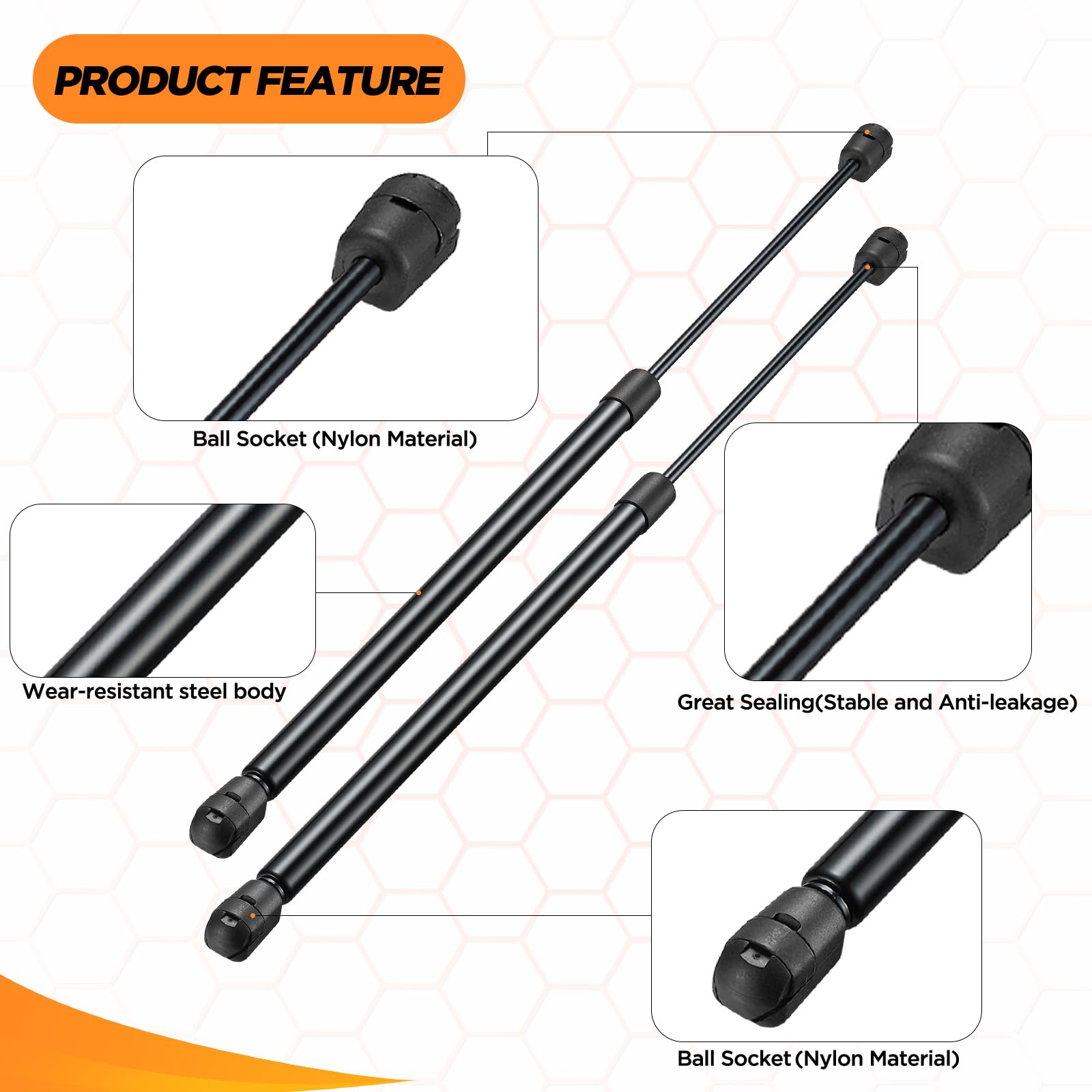 SYKRSS C16-17796 20 '' Gas Strut 20 inch 110Lbs/489N Struts Shock Lift Support Gas Spring for Camper Rear Window Door TV Cabinet