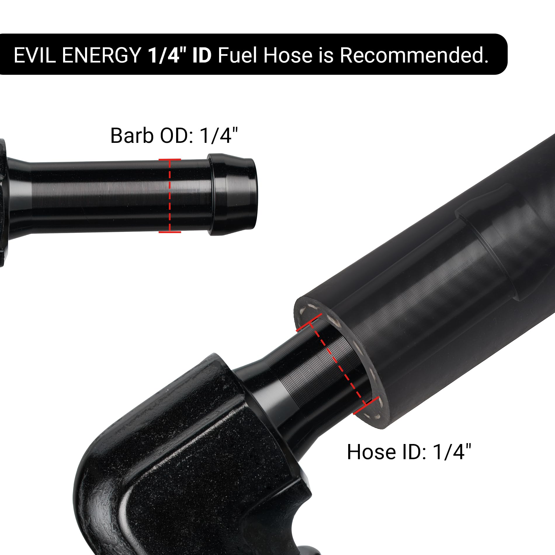 EVIL ENERGY 4AN Female to 1/4'' Barb Hose Fitting 90 Degree Swivel 2PCS