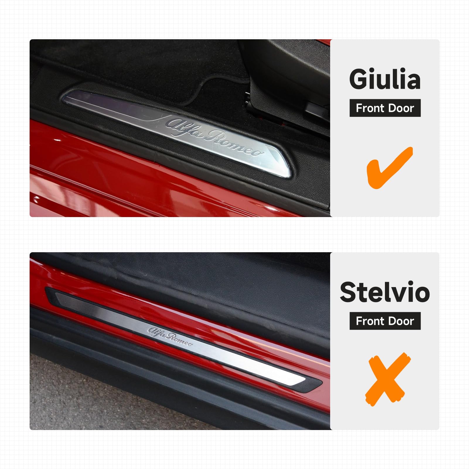 2Pcs Car Threshold Protection Sticker Decals Trim Carbon Fiber Door Entry Guard Compatible With Alfa Romeo Giulia 2017 2018 2019