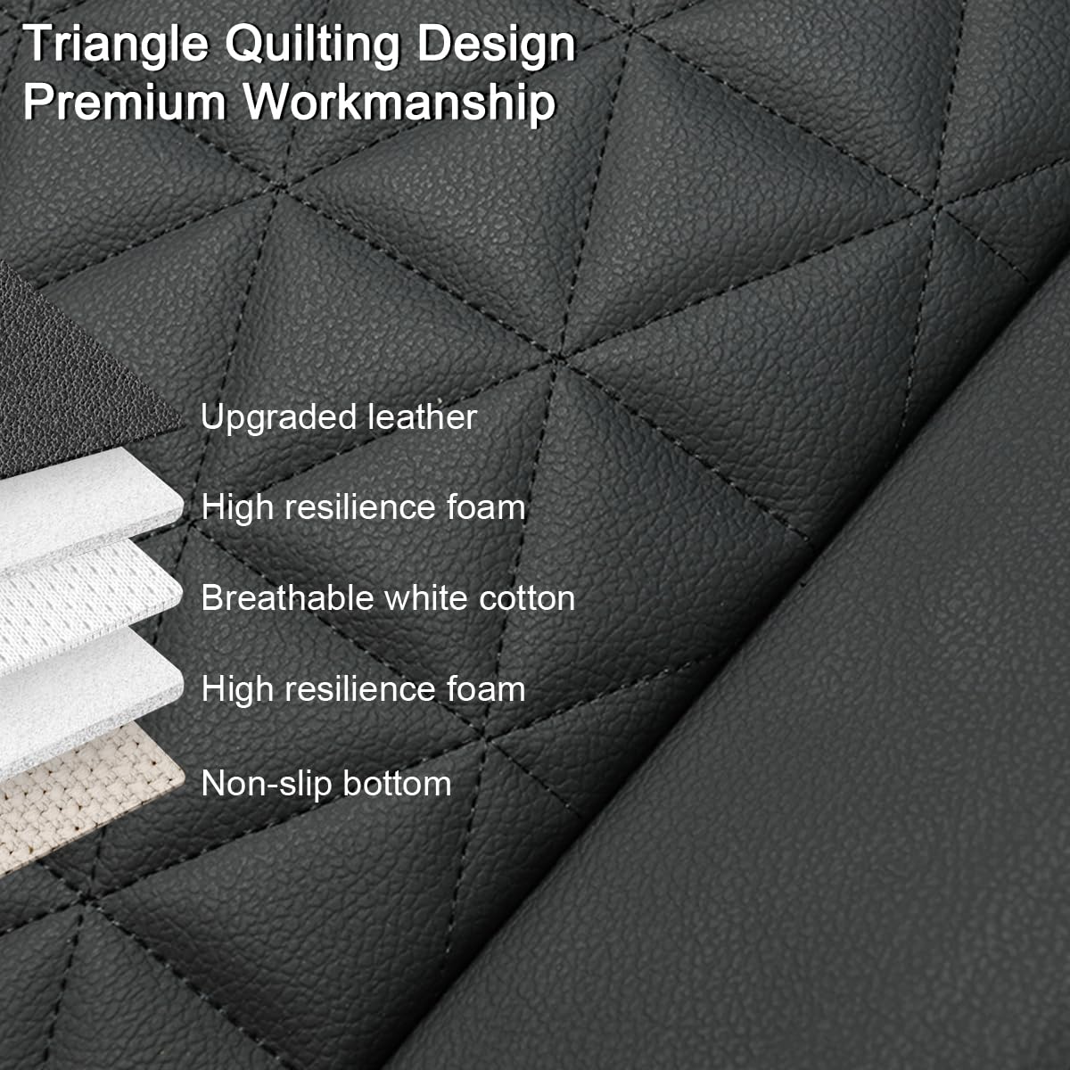 Black Panther Luxury Faux Leather Car Seat Cover Front Bottom Seat Cushion Cover, Anti-Slip And Wrap Around The Bottom, Fits 95%