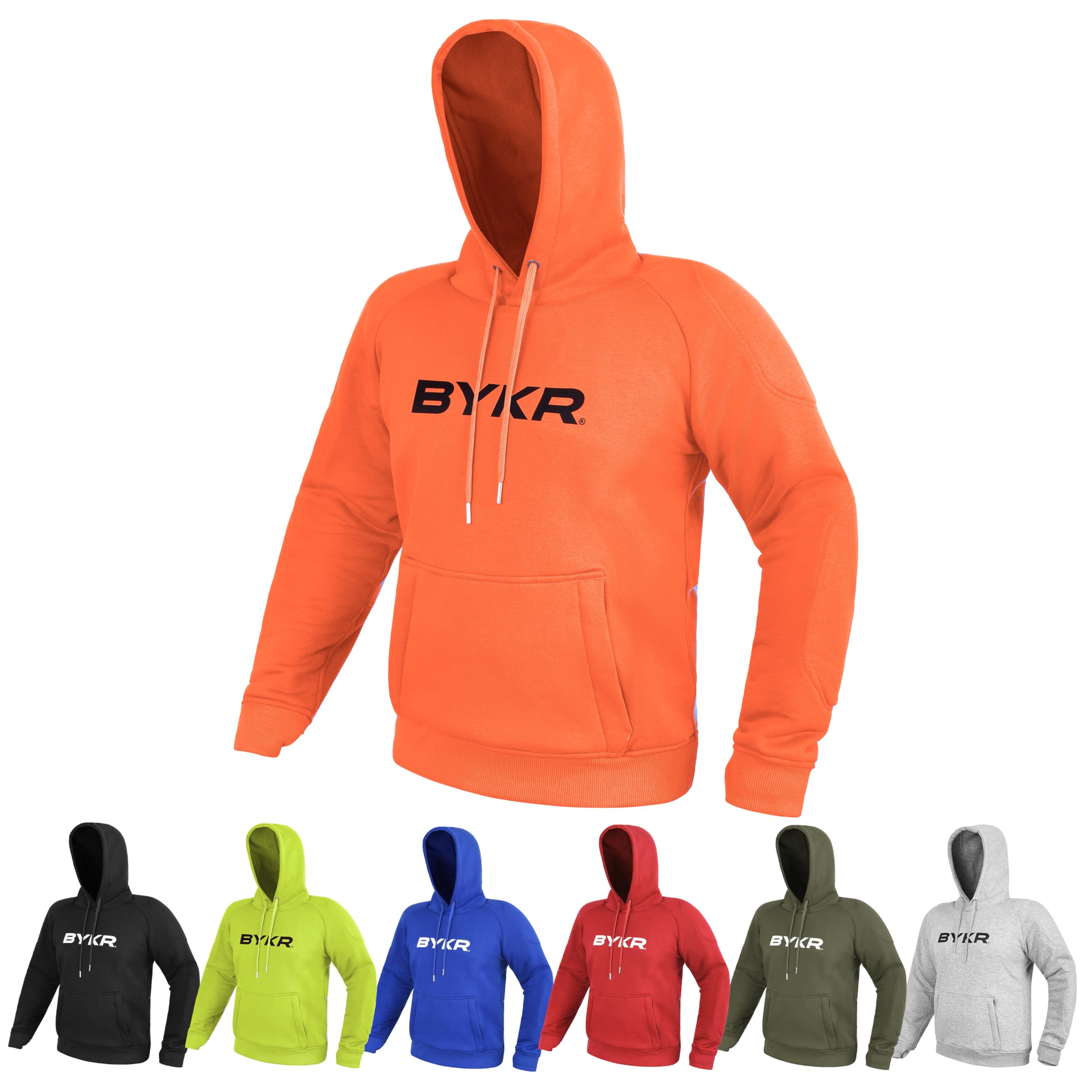 BYKR Motorcycle Hoodie for Men & Women Biker Motorcycle Jackets Breathable Motorbike Riding Sweatshirt All Weather CE Armored (O