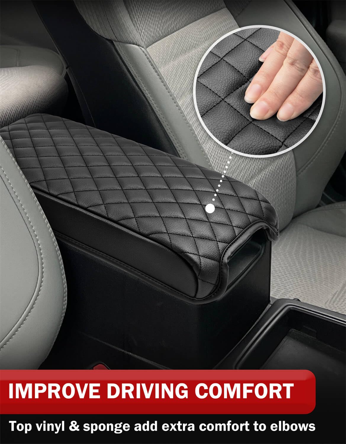 Kbh Center Console Cover For Toyota Camry 2012 2013 2014 2015 2016 2017, Vinyl Leather Trim, Car Armrest Protector Cushion, Anti