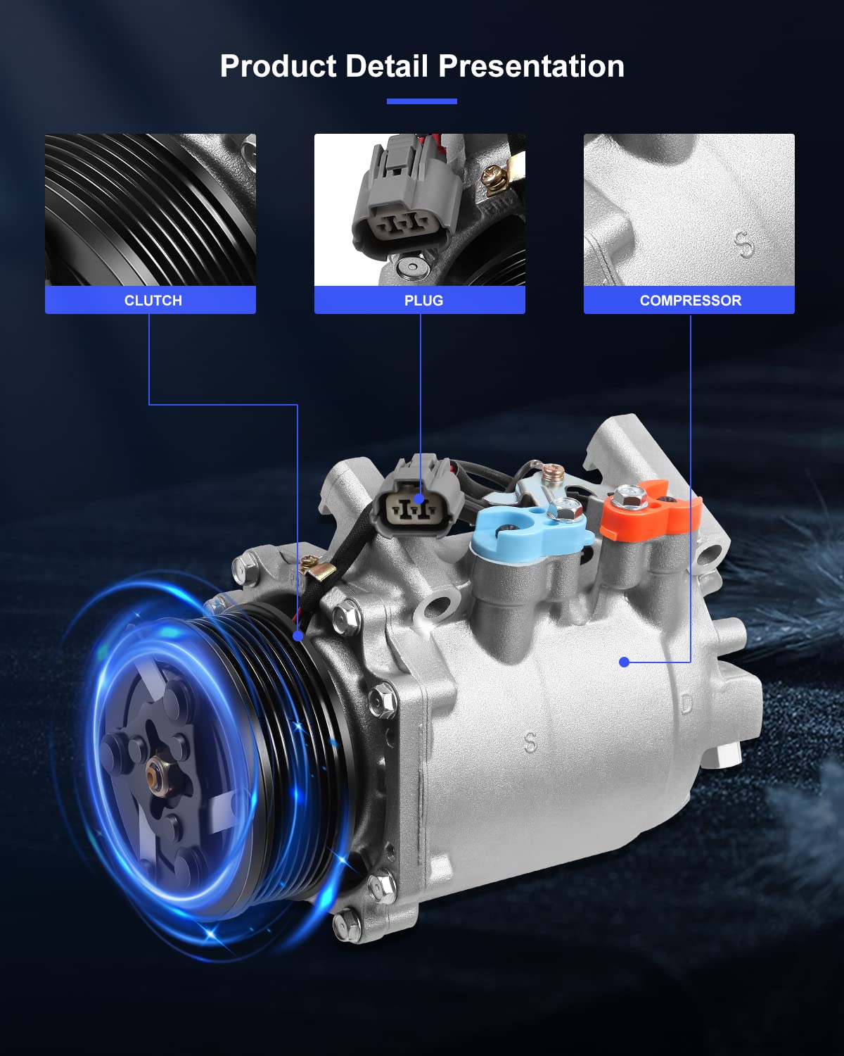 Eccpp Ac Compressor With Clutch For Acura Tsx 2.4L 2004-2008 Air Conditioning Compressor Rapid Cooling