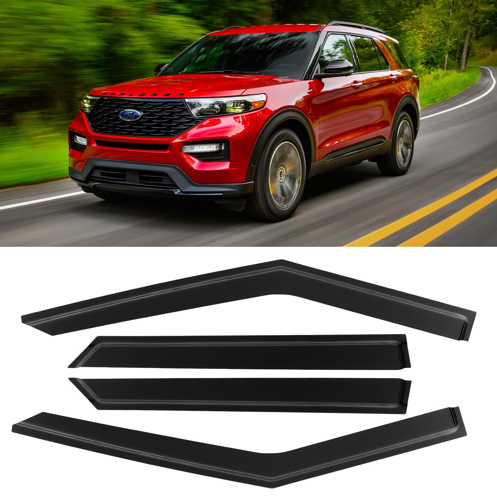 Window Rain Guards Visors Shield For 2020-2025 Ford Explorer, Out-Channel Window Vent Wind Shades Deflectors For 20 21 22 23 24
