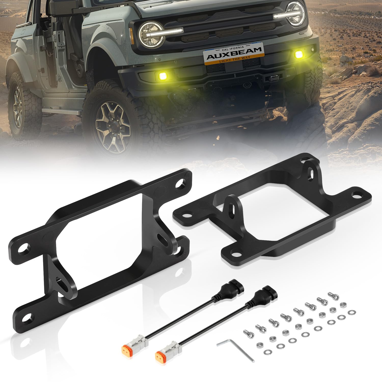 Auxbeam Color Play Series Fog Light Brackets, For Ford Honda Nissan Subaru Acura, Bracket & Adapter Included, Flush Mount Off Ro