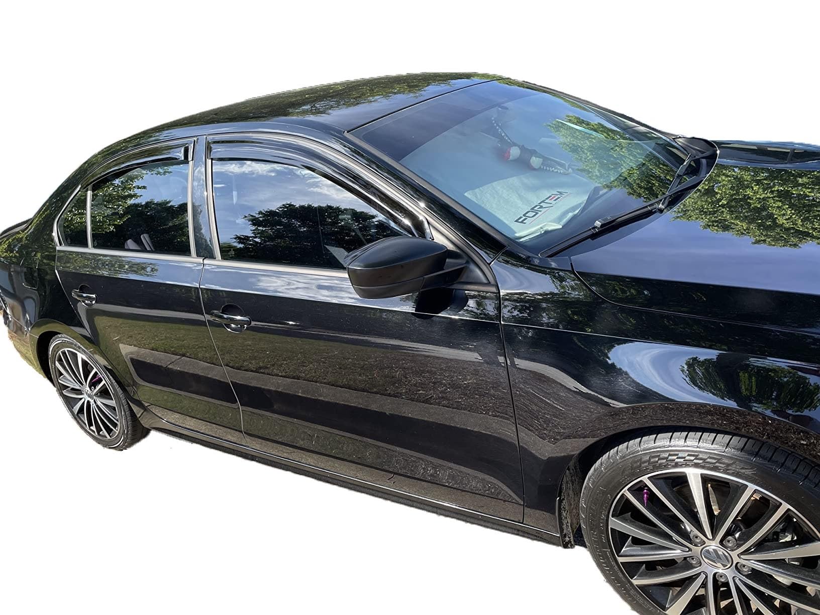 2011-2018 Tape-On Rain Guards For Volkswagen Vw Jetta Side Window Deflector Visors Durable Tinted Vent Shade 2012 2013 2014 2015