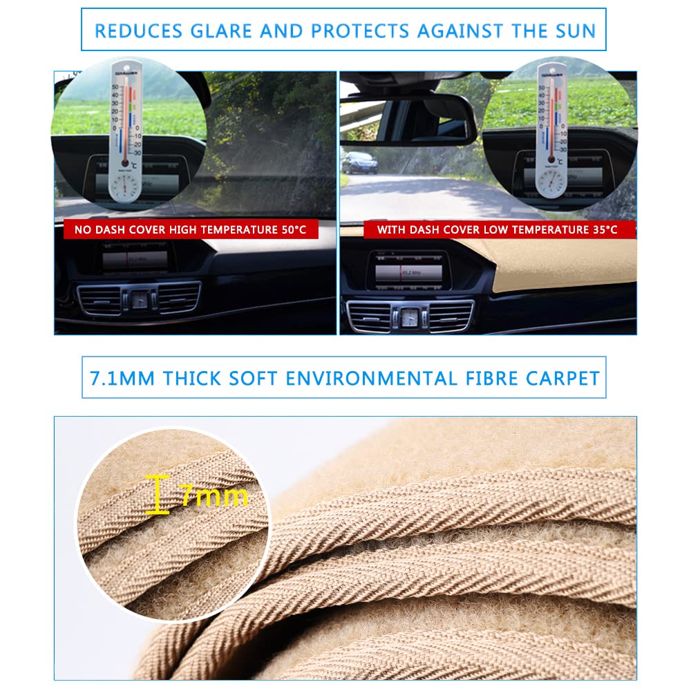 HanLanKa Car Carpet Dashboard Cover,Dash Cover Mat Fit for Toyota Camry 2007 2008 2009 2010 2011 (Beige)