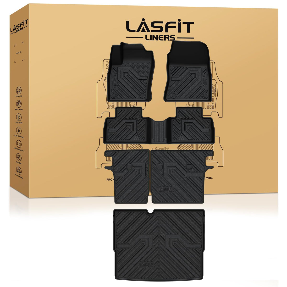 LASFIT Floor Mats & Seatback Mats & Cargo Mat for Nissan Kicks 2025 FWD (Not Fit AWD & 2025 Kicks Play),All Weather TPE Custom F