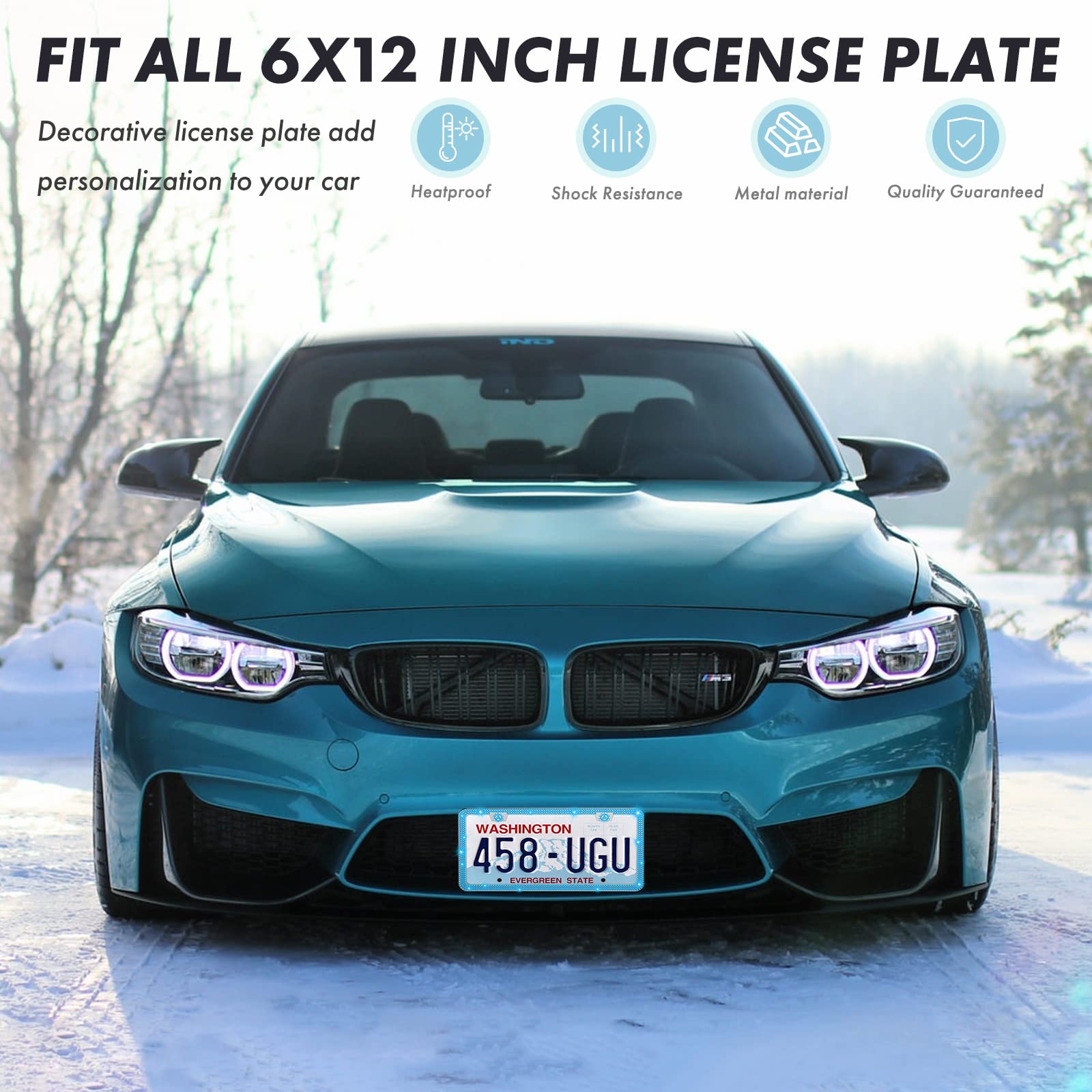 Share&Care Bling License Plate Frame With Gift Box, Crystal License Plate Cover, Car License Plate Holder With Rhinestone Crysta