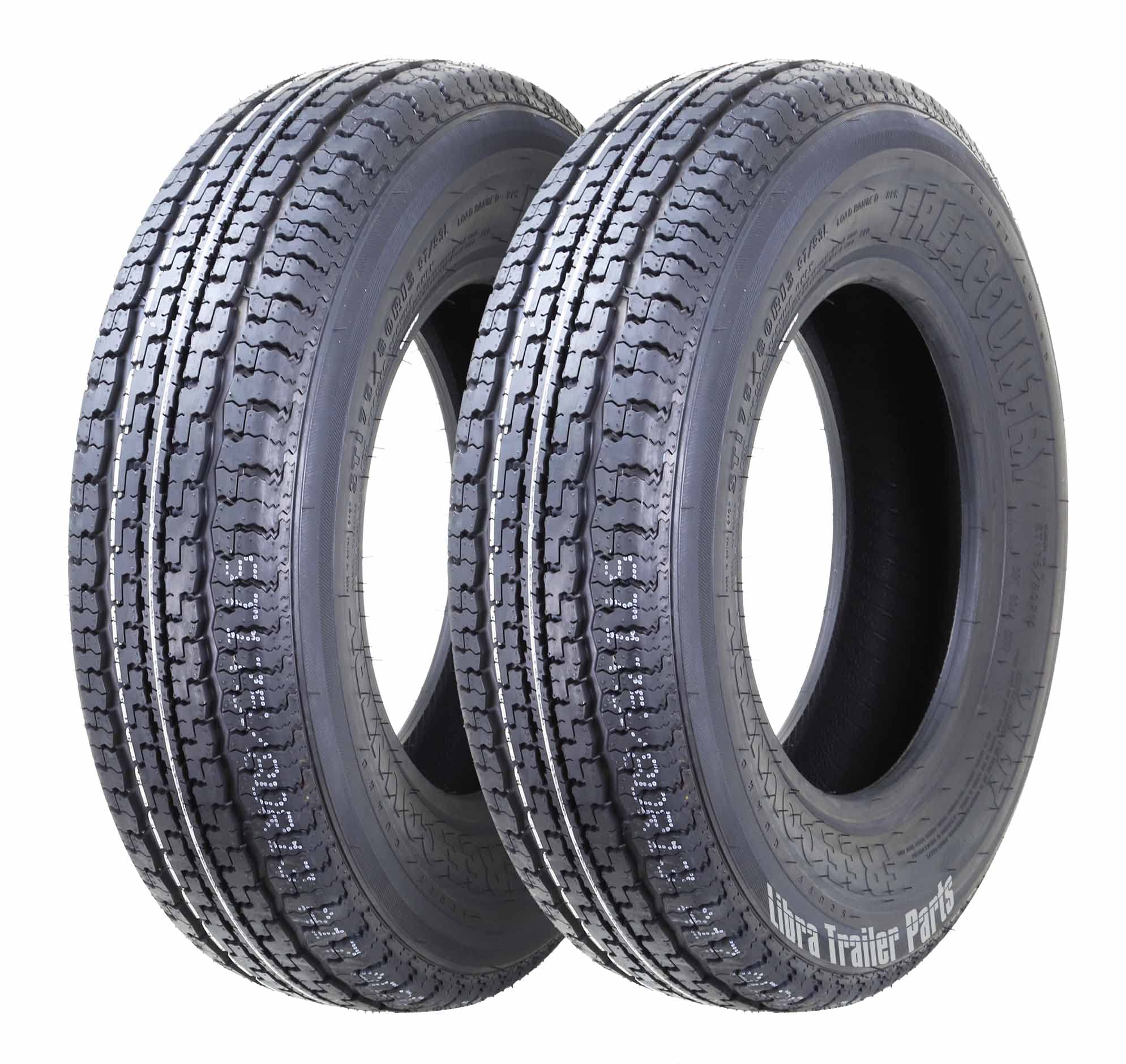 Grand Ride Set 2 Free Country Premium Trailer Tires St 175/80R13 6 Ply Load Range C W/Scuff Guard