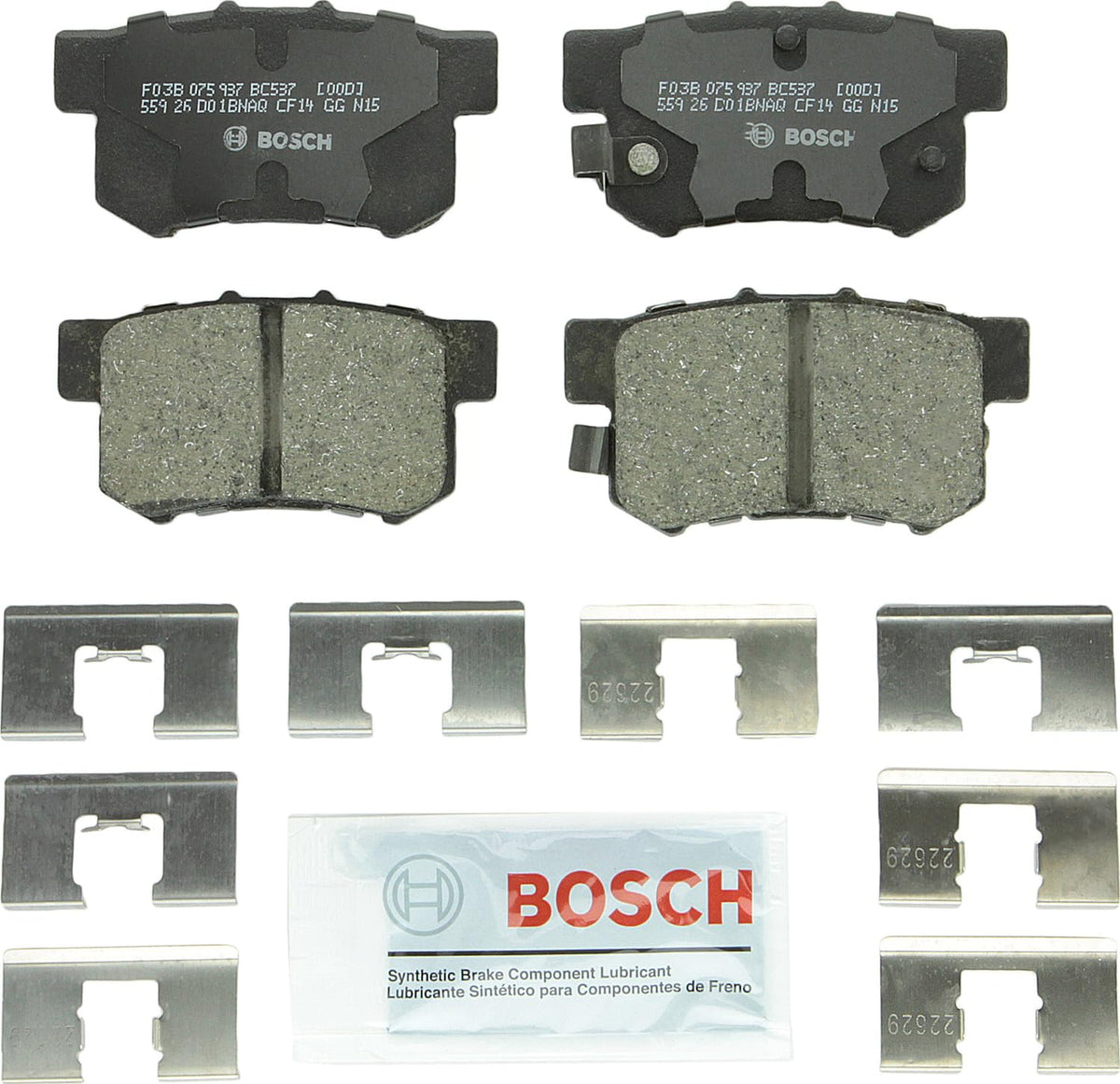 BOSCH BC537 QuietCast Premium Ceramic Disc Brake Pad Set - Compatible With Select Acura CL, CSX, ILX, RSX, TL, TSX, Vigor; Honda