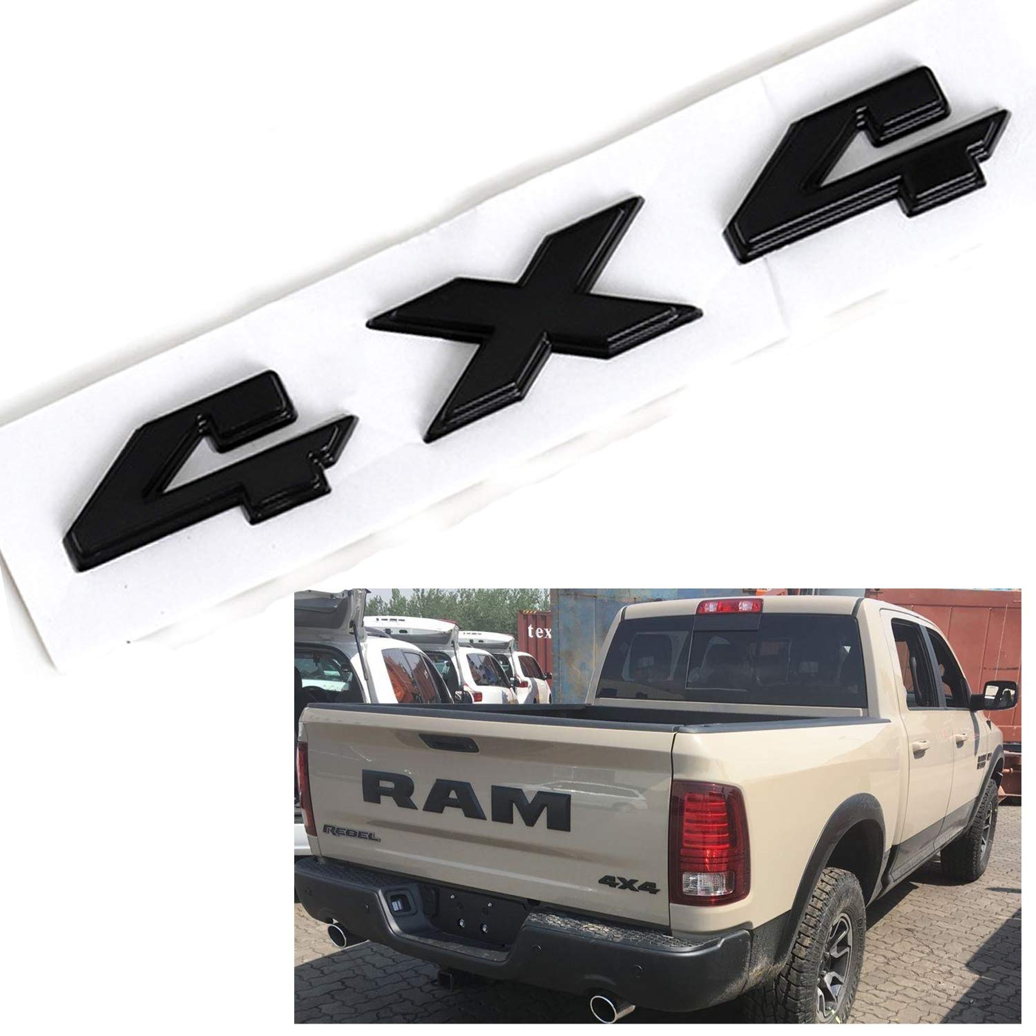 Huapx 8.8 Inch 4X4 Emblem Sticker,1Pack Matt Black Badge Chrome Decal Sticker Replacement For Dodge Ram 1500 2500 3500,Jeep Gran