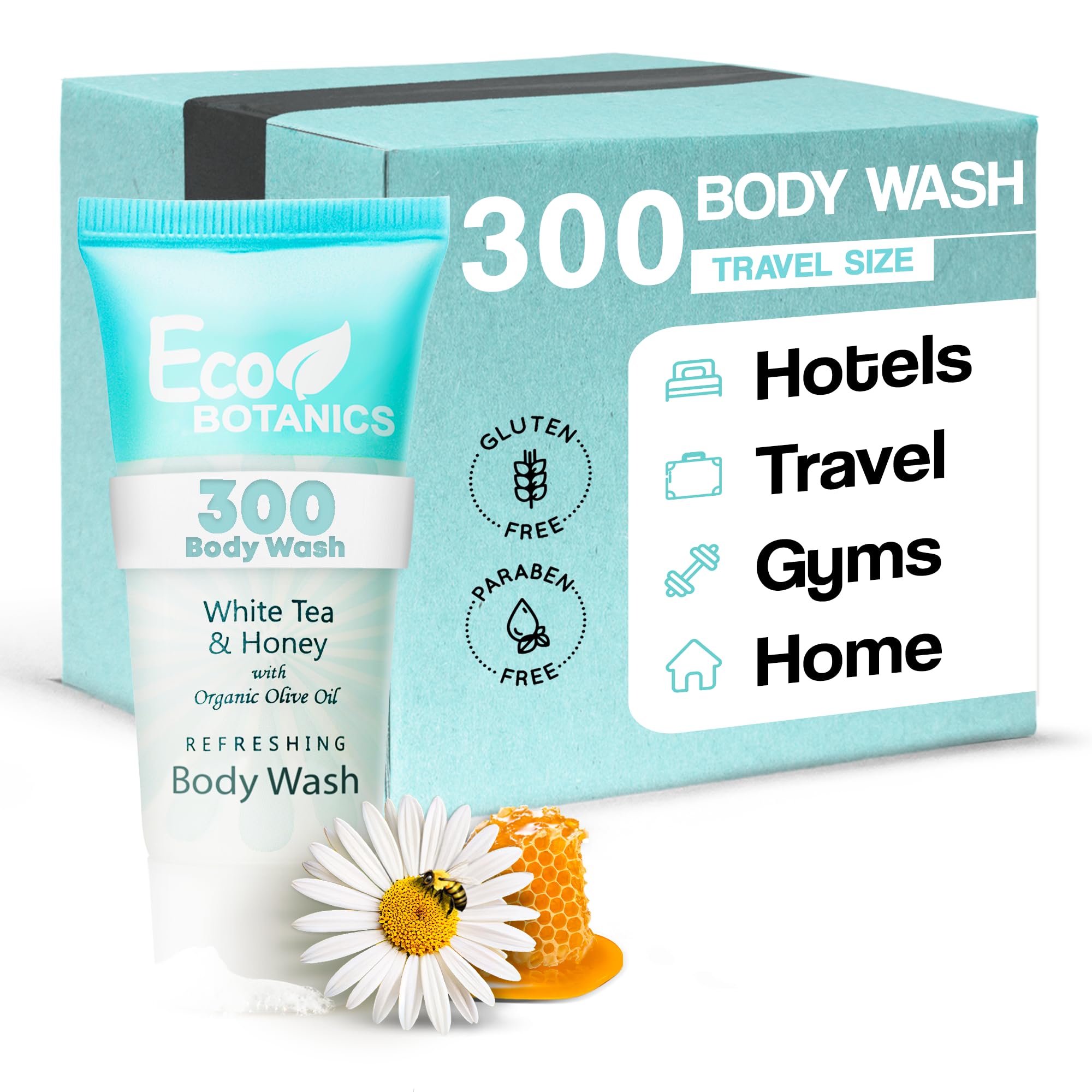 Eco Botanics Travel-Size Hotel Body Wash Soap  0.85 oz. (Case of 300)-New