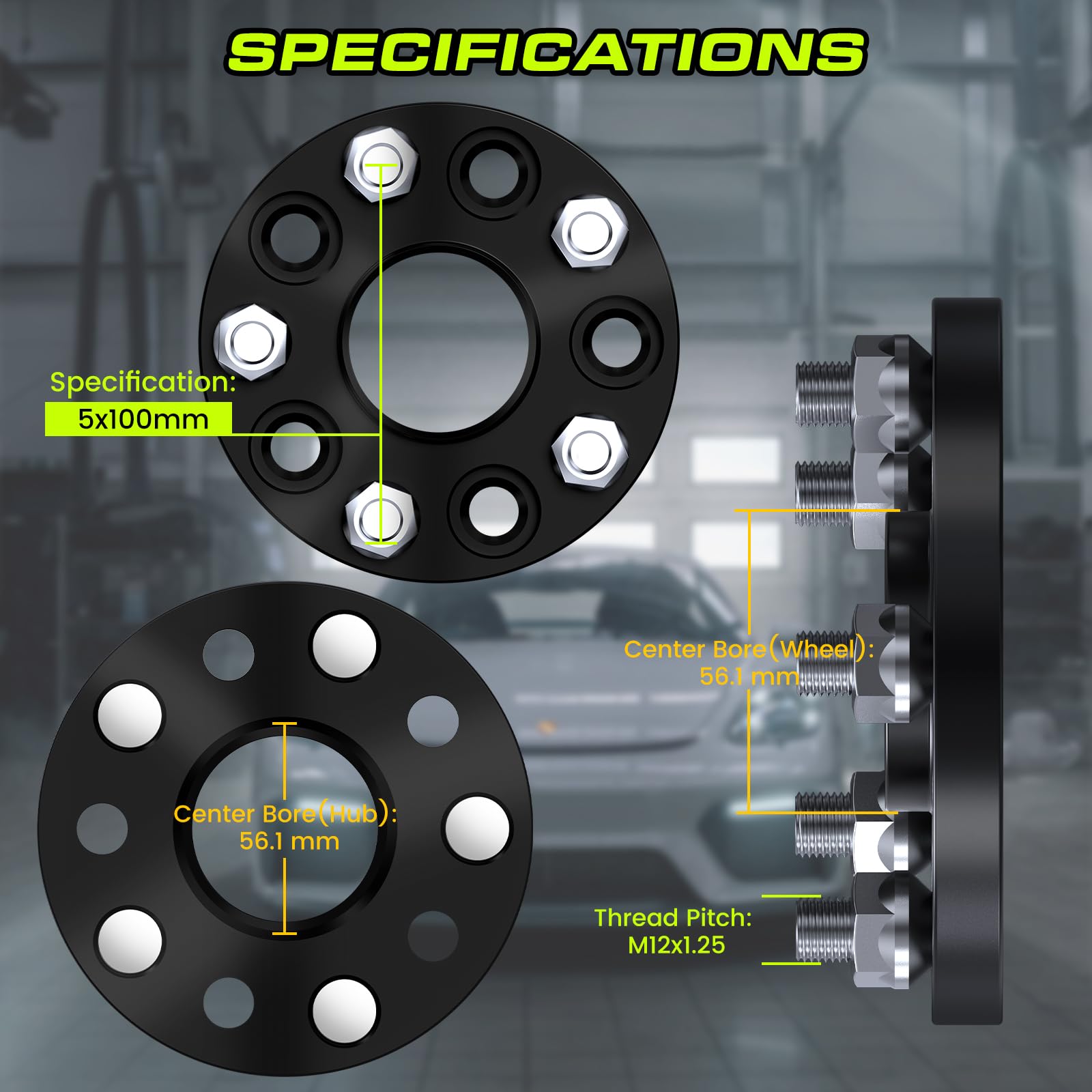 25mm (1 Inch) Hubcentric Black Wheel Spacers 5x100 Compatible For Subaru BRZ Impreza Forester WRX XV Crosstrek Outback Legacy Ba
