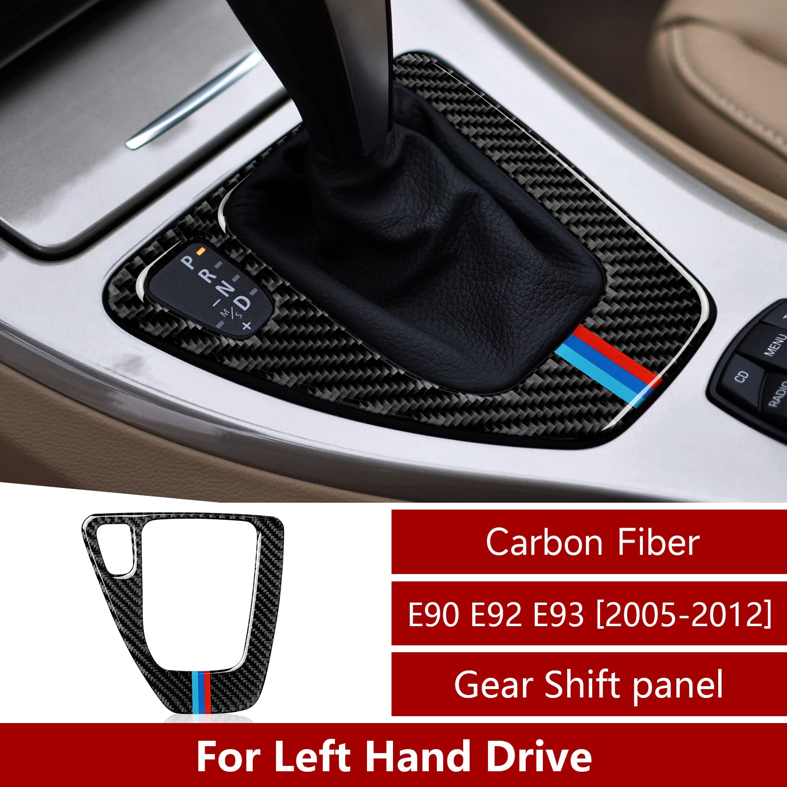 Car Gear Shift Panel Sticker Decal Carbon Fiber Trim Cover Fits For Bmw E90 E92 E93 2006 2007 2008 2009 2010 2011 Accessories