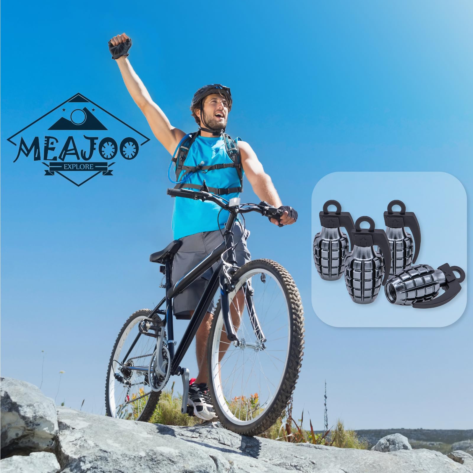 Meajoo 4Pcs Car Tire Valve Stem Caps, Air Caps Cover, Aluminum Alloy Corrosion Resistant Airtight Dust Proof Covers Fits Cars, T