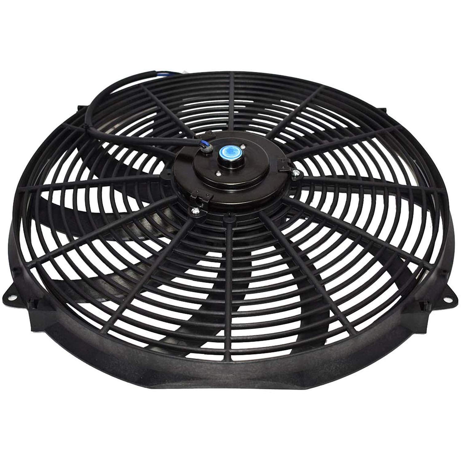 A-Team Universal High Performance Radiator Electric Cooling Fan Assembly Kit - 16' Size - Heavy Duty - 3000 Cfm Capacity - 12 Volts - 8 Blade Design - Perfect For Turbo Applications - Black