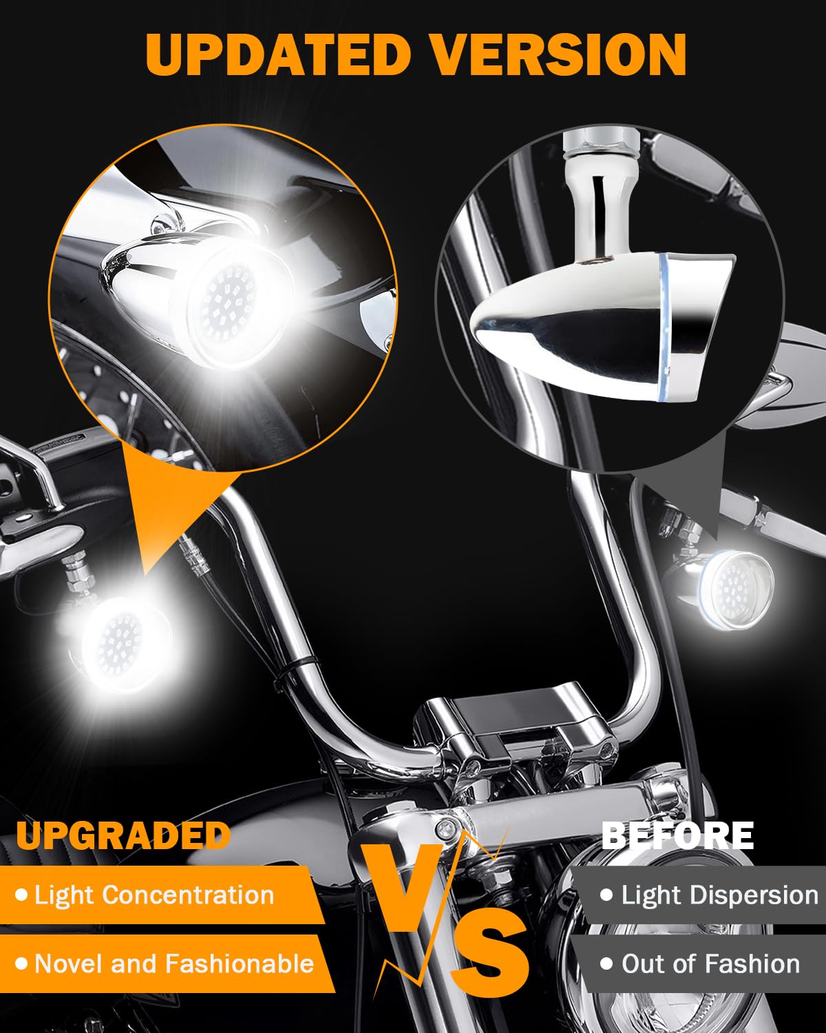 Pbymt Smoke Turn Signal Lens Cover 2'' Bullet Visor-Style Chrome Bezels Compatible For Harley Touring Dyna Street Glide Road Kin