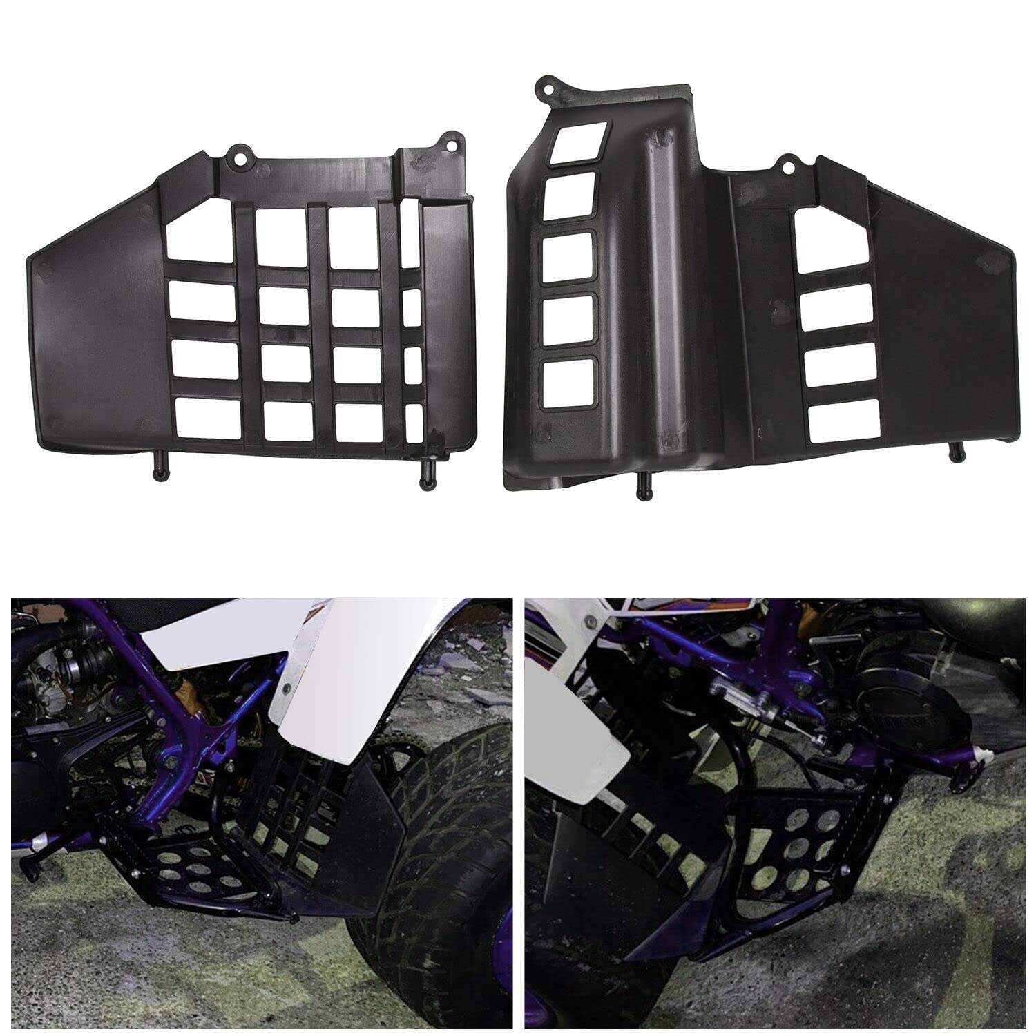 Ecotric Black Heel Guard Compatible With 1987-2006 Yamaha Banshee Replacement For 3Gg-21691-00-00 3Gg-21621-00-00 Left + Right (Pair)
