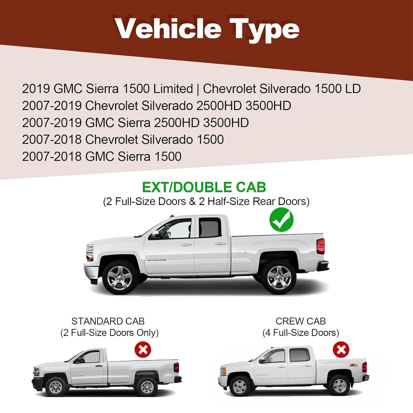 Running Boards 6 Inches For Double Cab Chevy Silverado/Gmc Sierra 2007-2018 1500 | 2019 Limited/Ld | 2007-2019 2500Hd/3500Hd (2