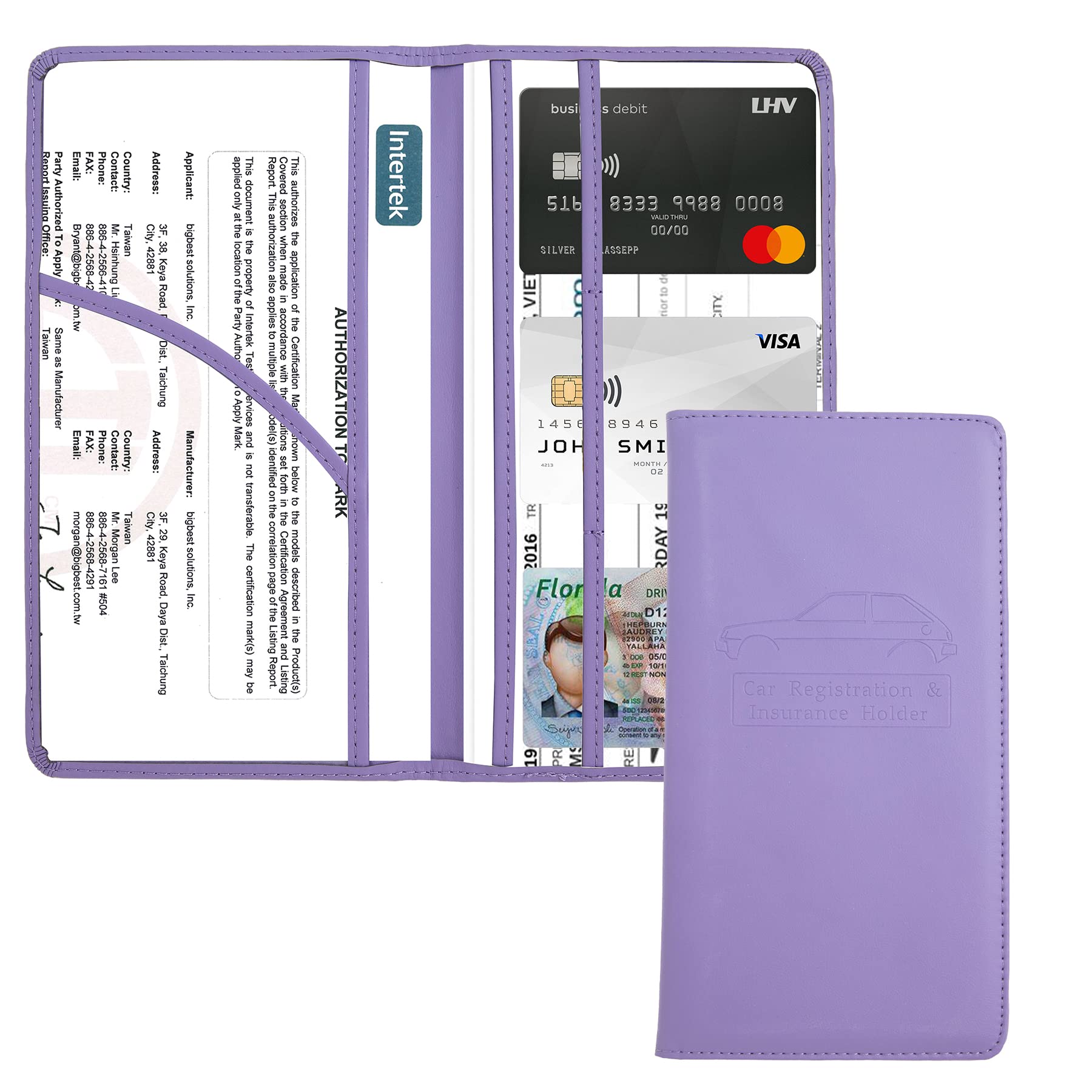Dalueery.H Car Registration And Insurance Holder Registration And Insurance Card Holder Car Essentials For Women(Purple)