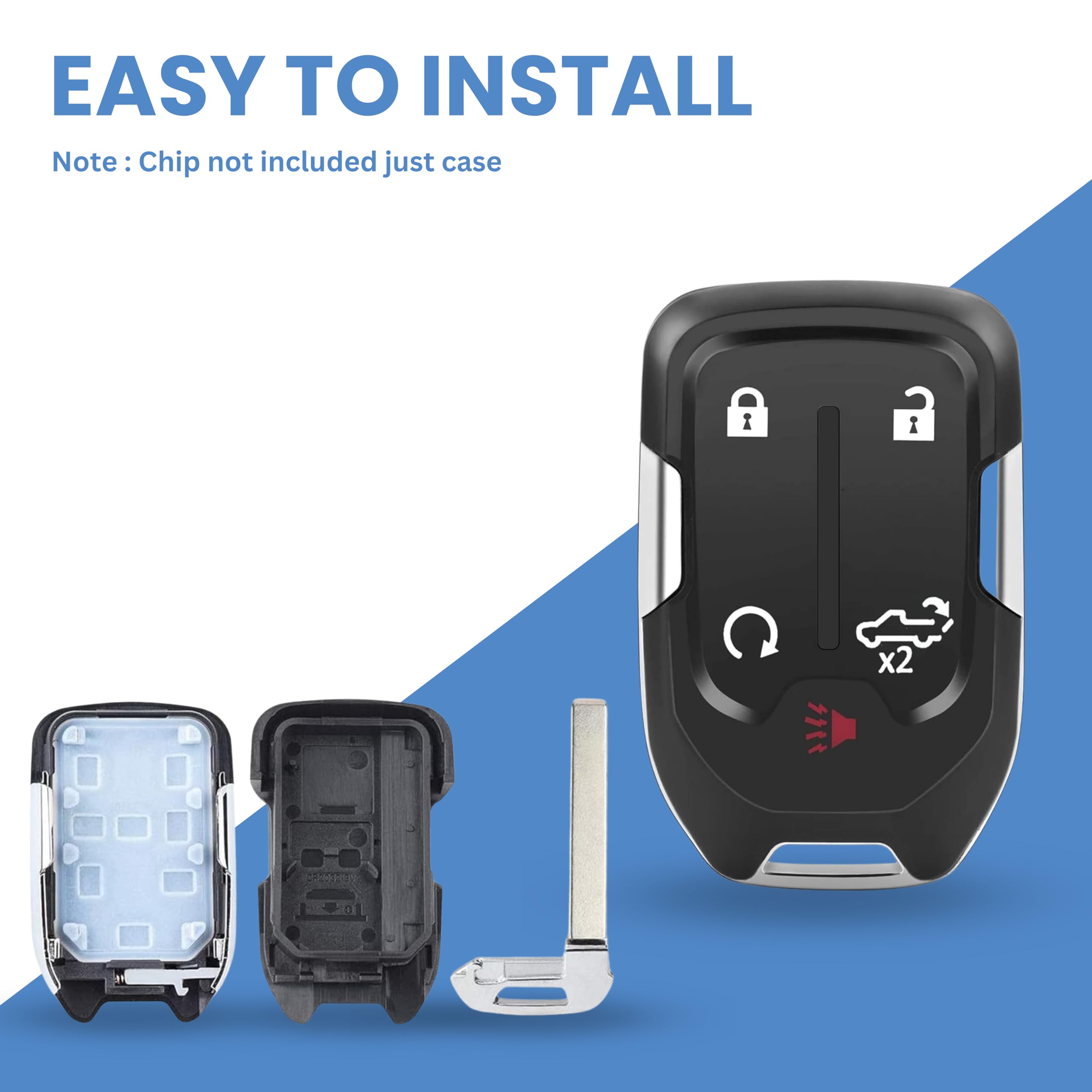 Key Fob Shell, Replacement Smart Remote Key Case Cover 5 Buttons for 2019-2024 GMC Sierra Chevy Silverado HYQ1EA HYQ1ES