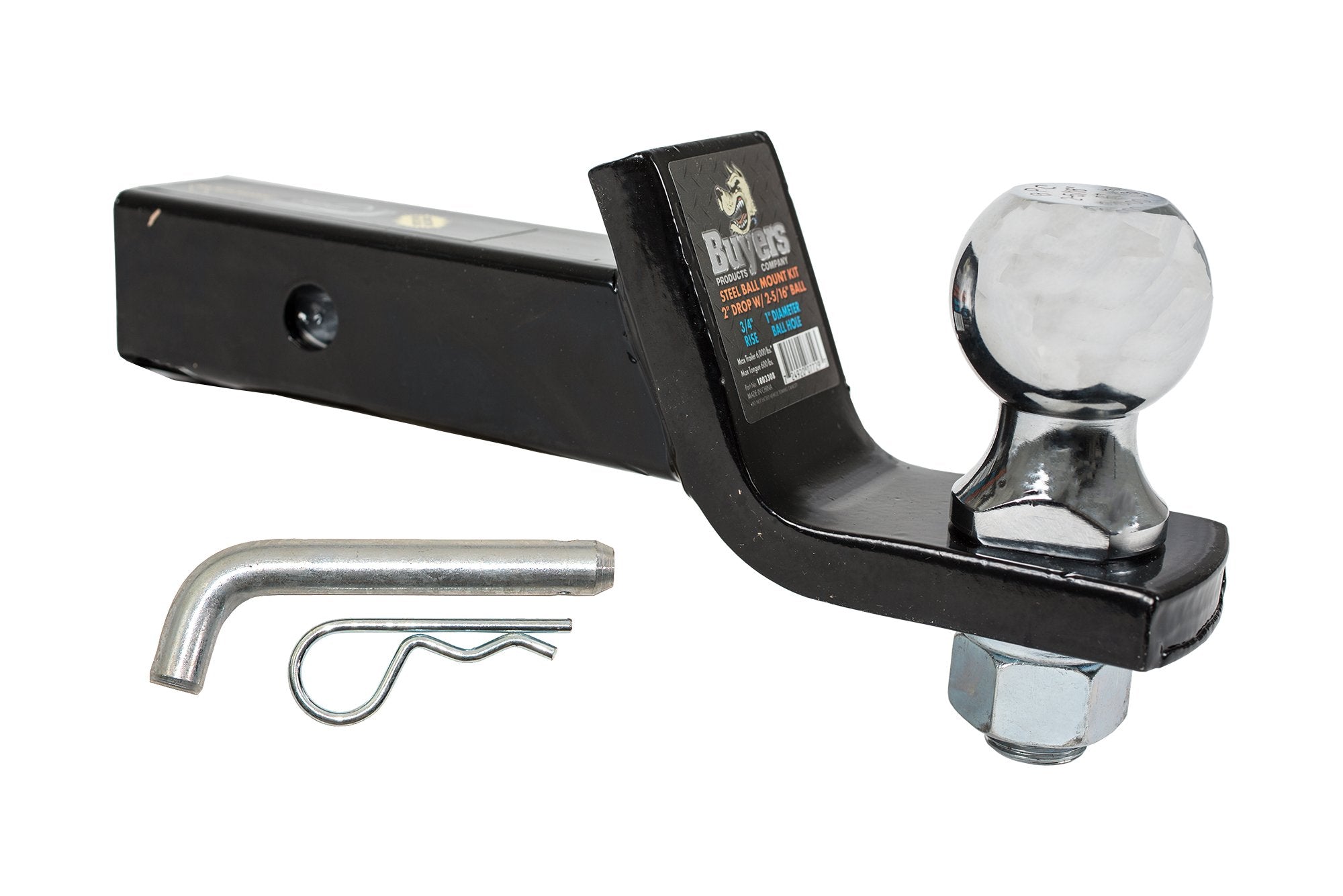 Buyers Products 1803308 Black Ball Mount Kit W/ 2 In. Drop, 6,000 Lbs. M.G.T.W.