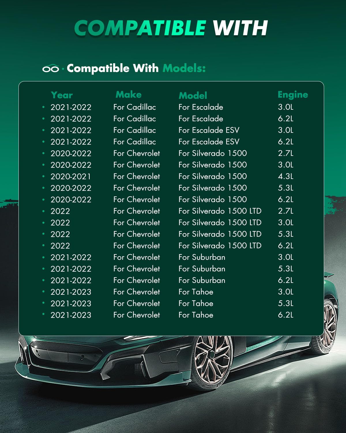 Scitoo Front Rear Disc Brake Pad Set 8Pcs W/Hardware Fit For Cadillac For Escalade Esv, For Chevy For Silverado 1500 Ltd/For Sub