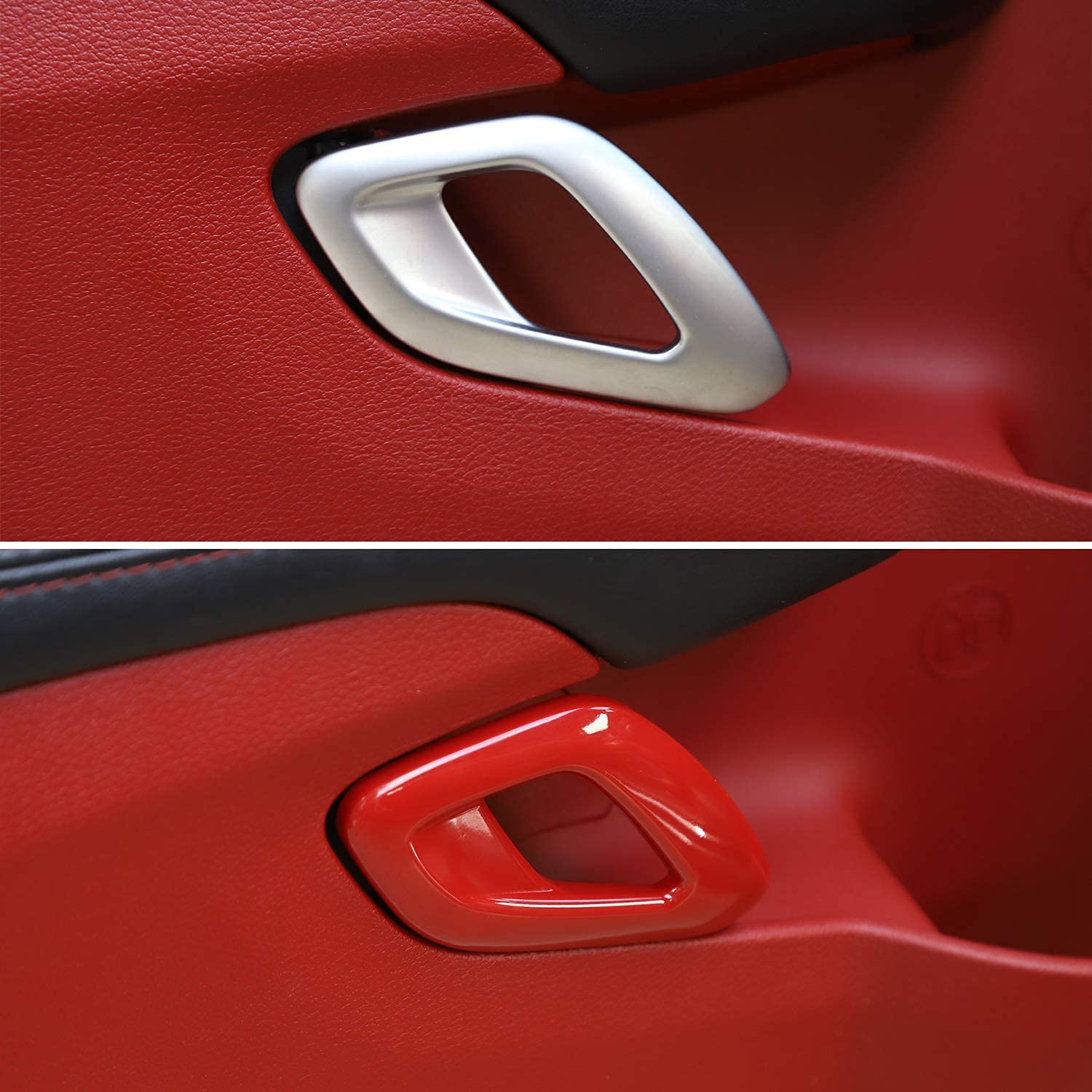 Voodonala For Challenger 2015-2023 Car Door Inner Door Handle Cover Trim Accessories For Dodge Challenger 2015-2023 (Red,Abs,2Pc