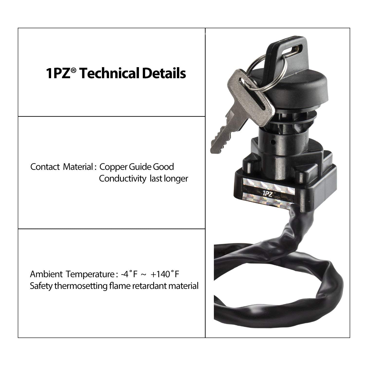 1PZ LF4-K01 Ignition Key Switch for Suzuki King Quad 400 450 500 550 750 LTA400 LTA400F LTF400 LTF400F LTA450X LTA500 LTA550 LTA