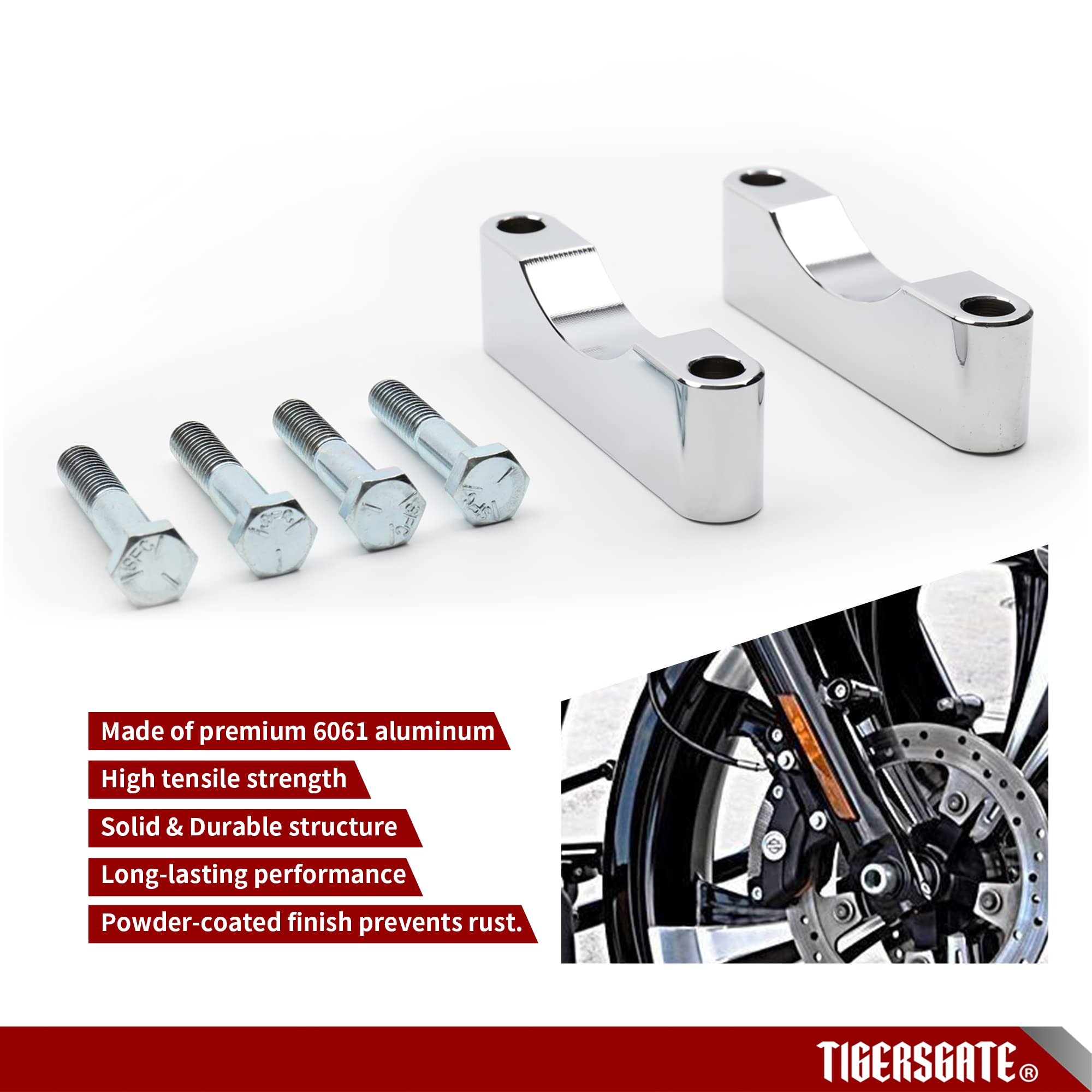 Tigersgate Chrome 21'' 23'' 26'' Front Fender Spacer Bracket Kit Fit For 1997-2013 Harley Touring Road King Street Glide Road Gl
