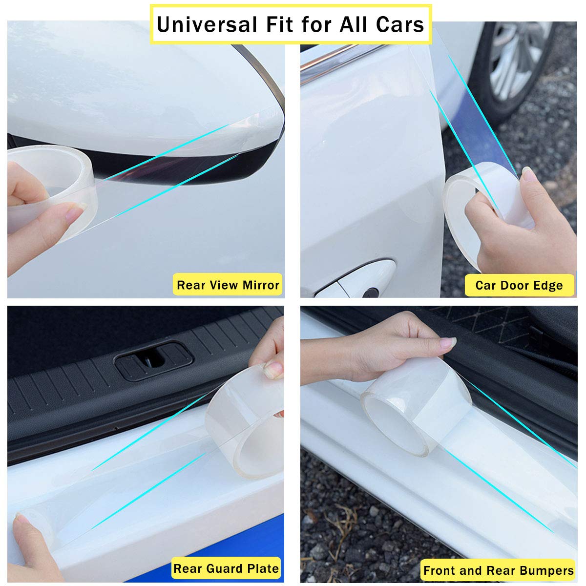 Qbuc Car Door Entry Guards Scratch Cover Protector Paint Threshold Guard,Front Rear Door Entry Sill Guard Scuff Plate For Most C