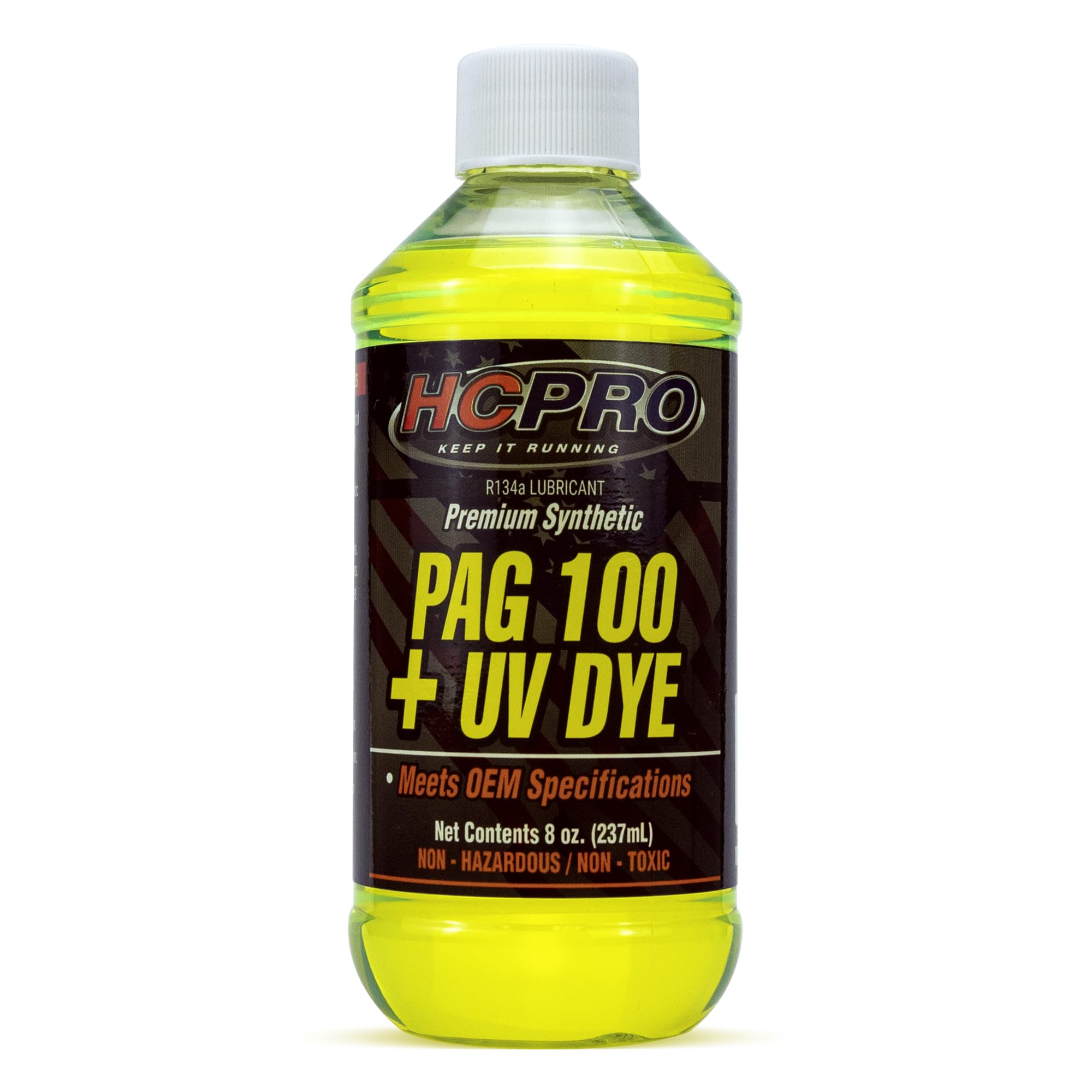 HCPRO PAG 100 UV Dye A/C Compressor Oil - High-Viscosity Leak Detection Lubricant for Automotive Air Conditioning Systems, Profe