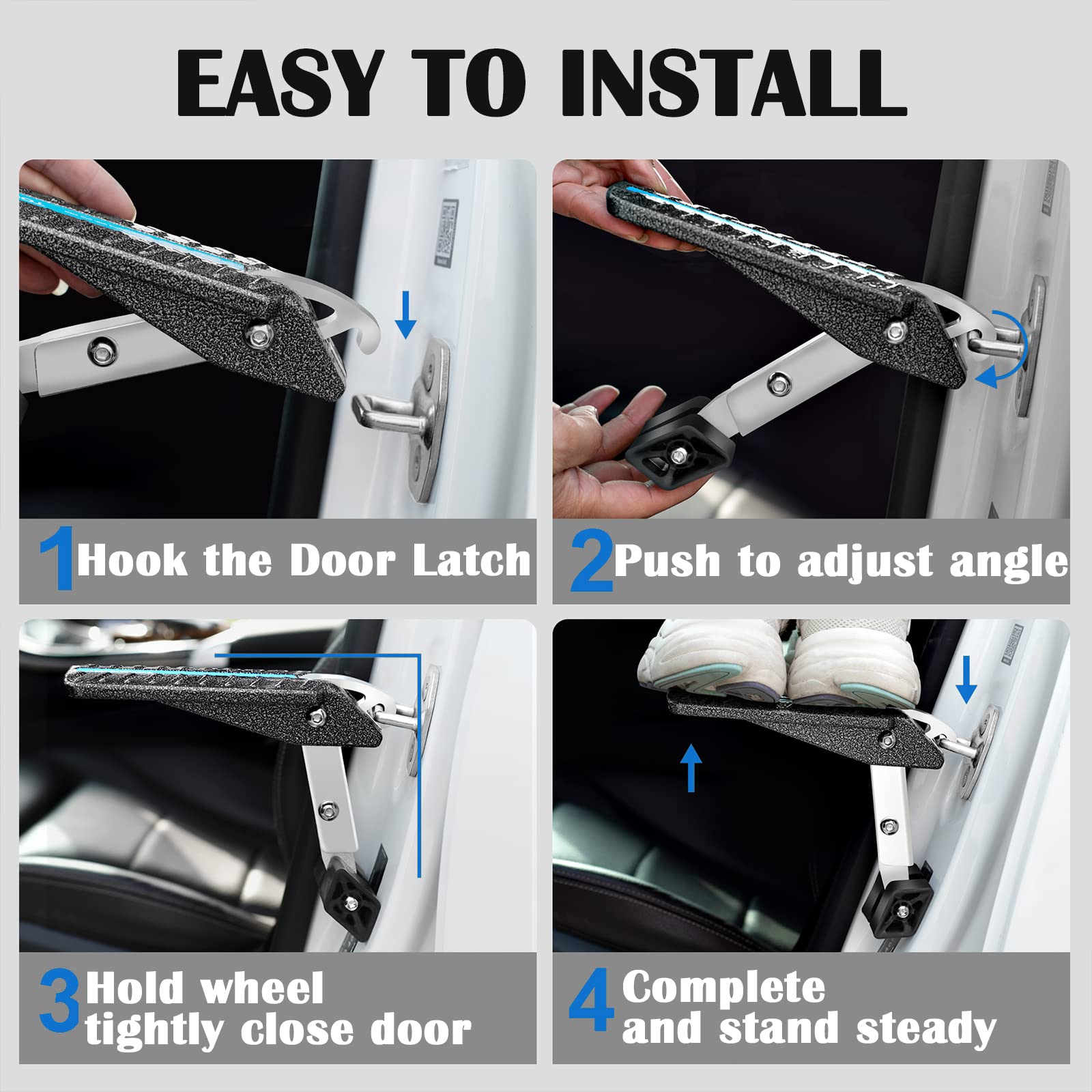 Tooenjoy Extra Protection Car Door Latch Step Both Feet Stand Pedal Ladder/No Assemble Foldable Heavy Duty Car Gadgets For Roof