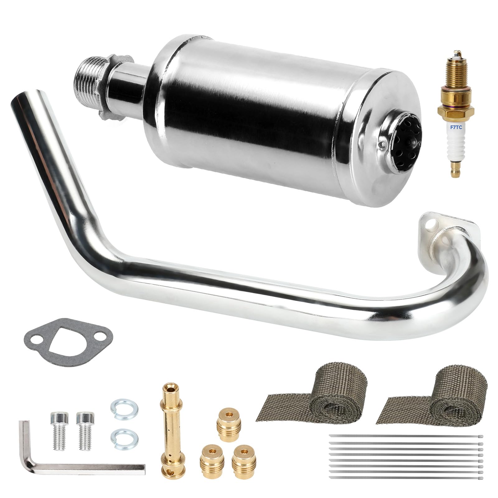 HIAORS Upgrade Exhaust Pipe Silencer Kit for Predator 212cc 196cc 224cc Coleman CT200U BT200X CT200U-EX Baja Warrior Massimo MB1
