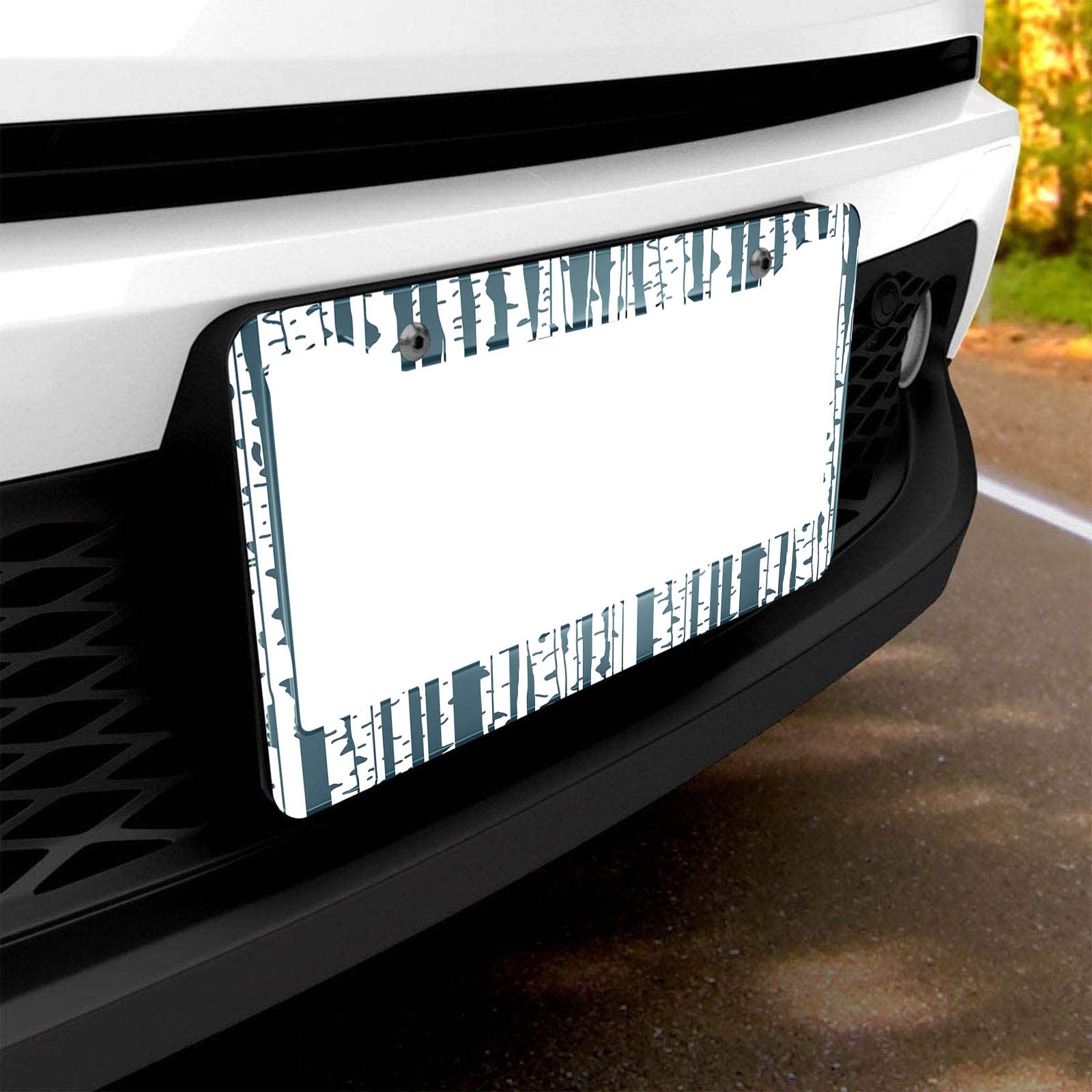 Hosnye Birch Trees License Plate Frame Simple Doodle For You Design Metal License Plate Cover Front Plates Frames Car Tag Frame