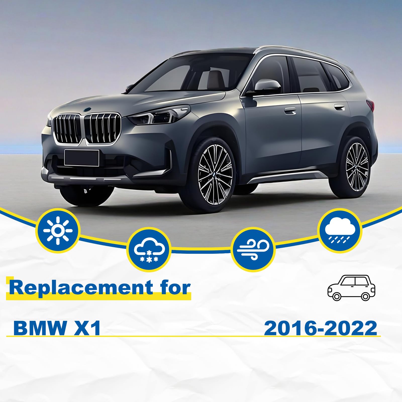 Hrsno 26''+16'' Windshield Wipers With 14'' Rear Wiper Blade Sets Automotive Replacement For Bmw X1 2016-2022,Easy For Installat