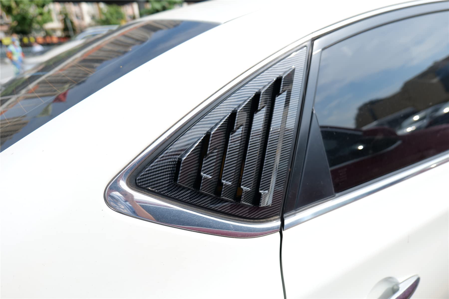 Ziwen 2X Sport Style Carbon Fiber Print Quarter Window Scoops Louvers for Nissan Sentra 2013-2019 - ABS Plastic, Carbon Fiber Print