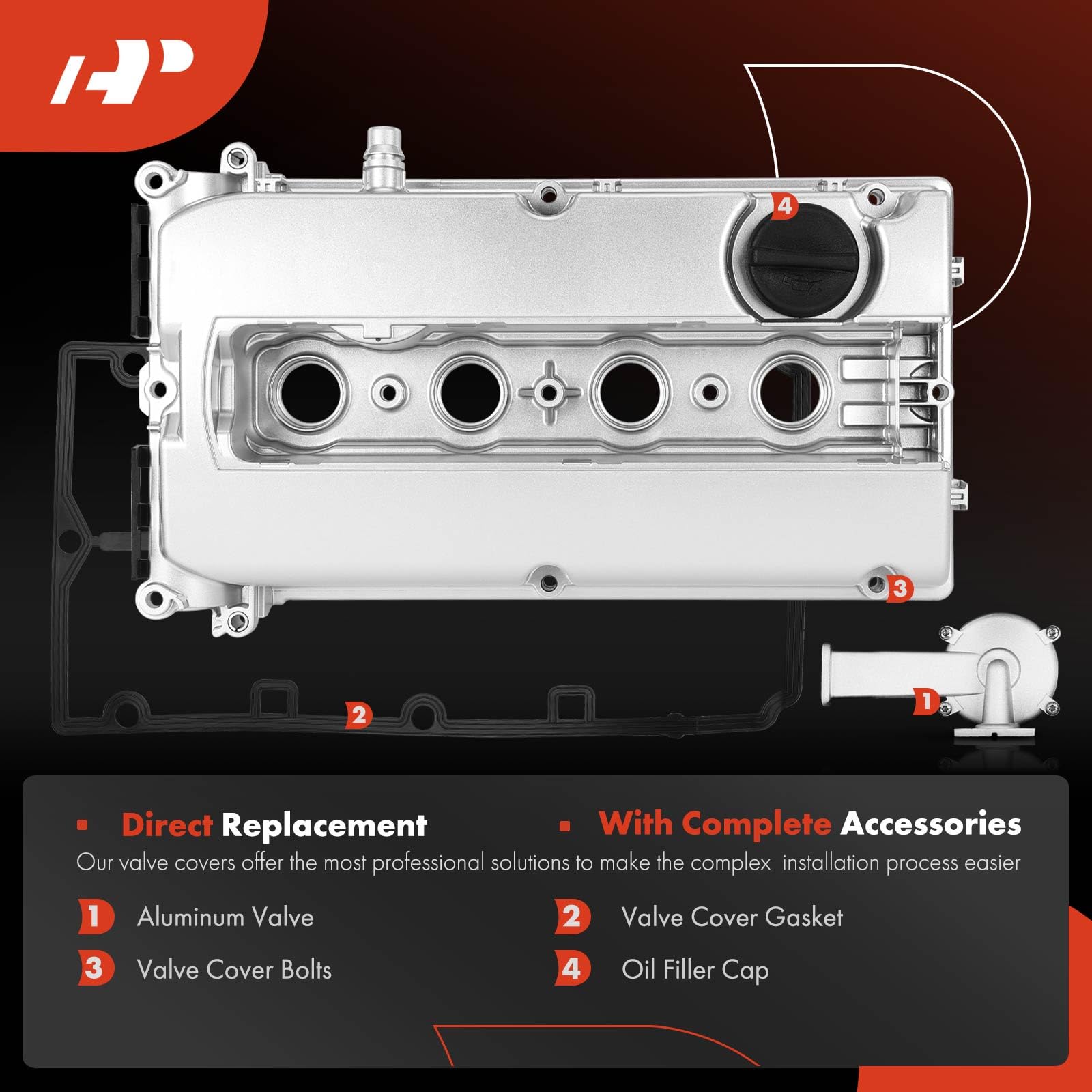 A-Premium Engine Valve Cover Kit Compatible With Chevy Cruze, Sonic, Trax, Aveo, Aveo5, L4 1.6L 1.8L (Upgraded Aluminum Type)
